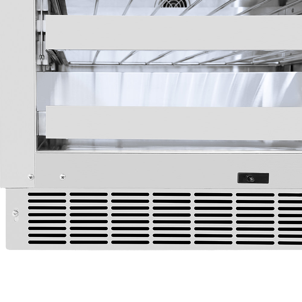 ZLINE Autograph Edition 24 in. Touchstone Dual Zone 44 Bottle Wine Cooler with Stainless Steel Glass Door and Polished Nickel Helix Handle (RWDOZS-24-KPN)