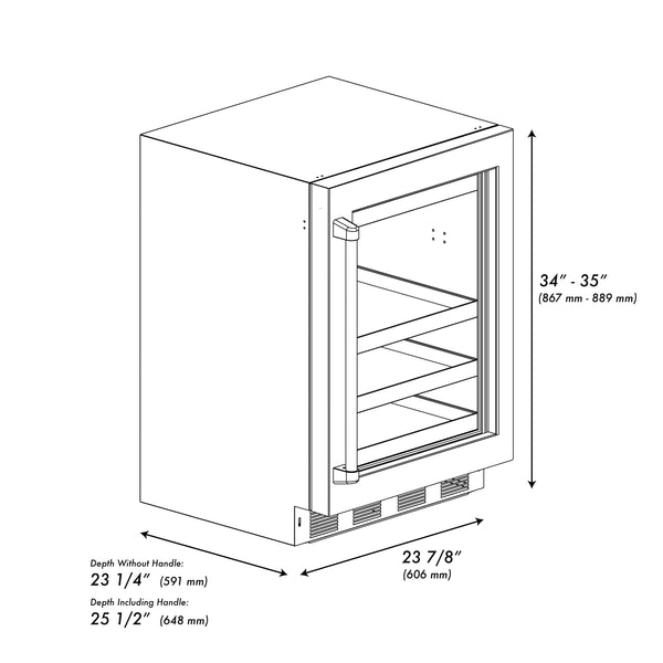 ZLINE Autograph Edition 24 in. Touchstone 151 Can Beverage Fridge With White Matte Glass Door And Accent Handle - RBSOZ-WM-24