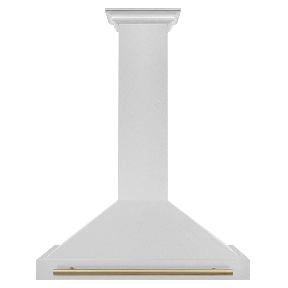 ZLINE 36 in. Autograph Edition Convertible Fingerprint Resistant Satin Stainless Steel Range Hood with Champagne Bronze Handle (KB4SNZ-36-CB)