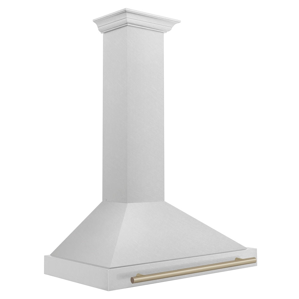 ZLINE 36 in. Autograph Edition Convertible Fingerprint Resistant Satin Stainless Steel Range Hood with Champagne Bronze Handle (KB4SNZ-36-CB)