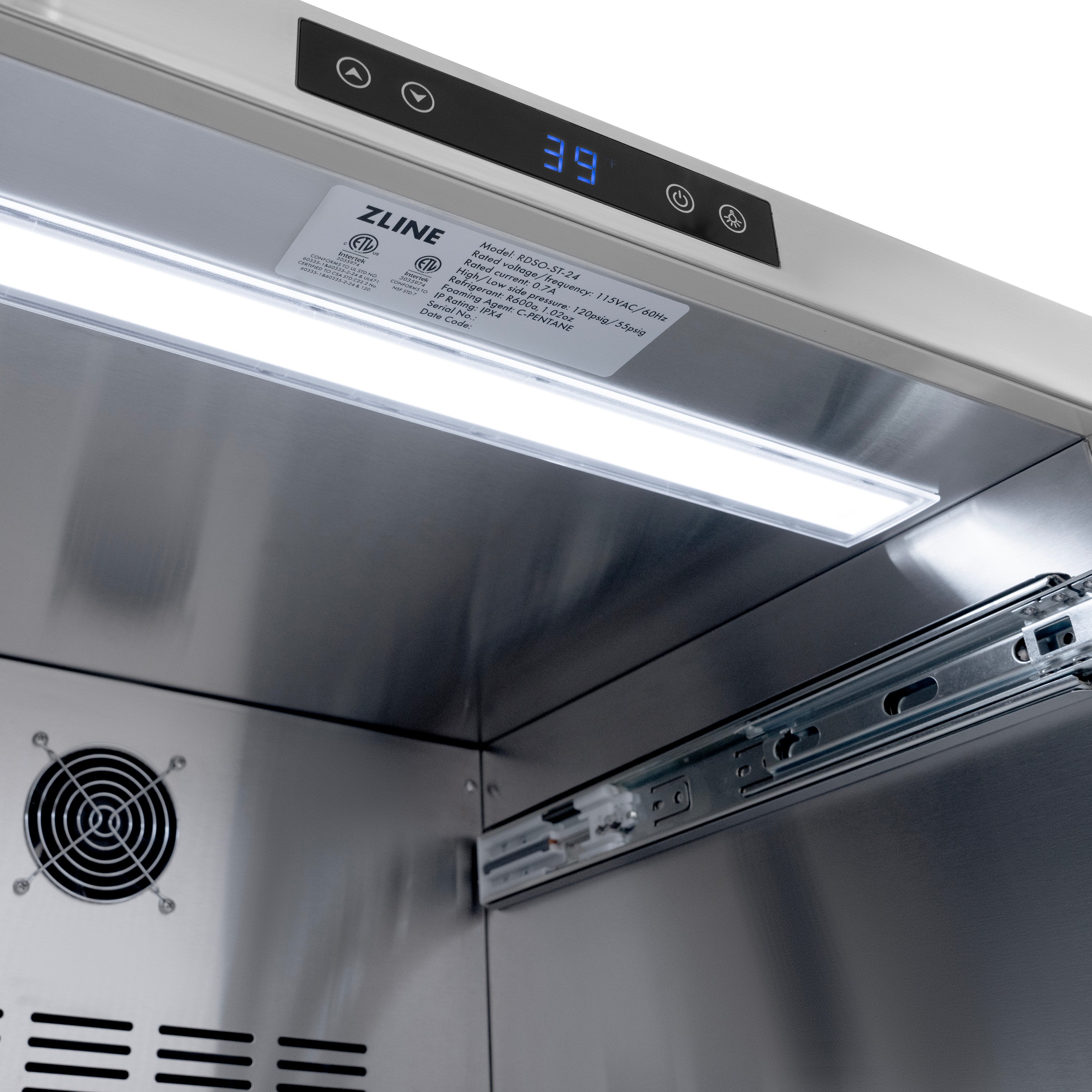 ZLINE Autograph Edition 24 in. Touchstone 168 Can Outdoor-Rated Dual Refrigerator Drawer with White Matte Doors and Polished Gold Handles (RDSOZ-WM-24-G)