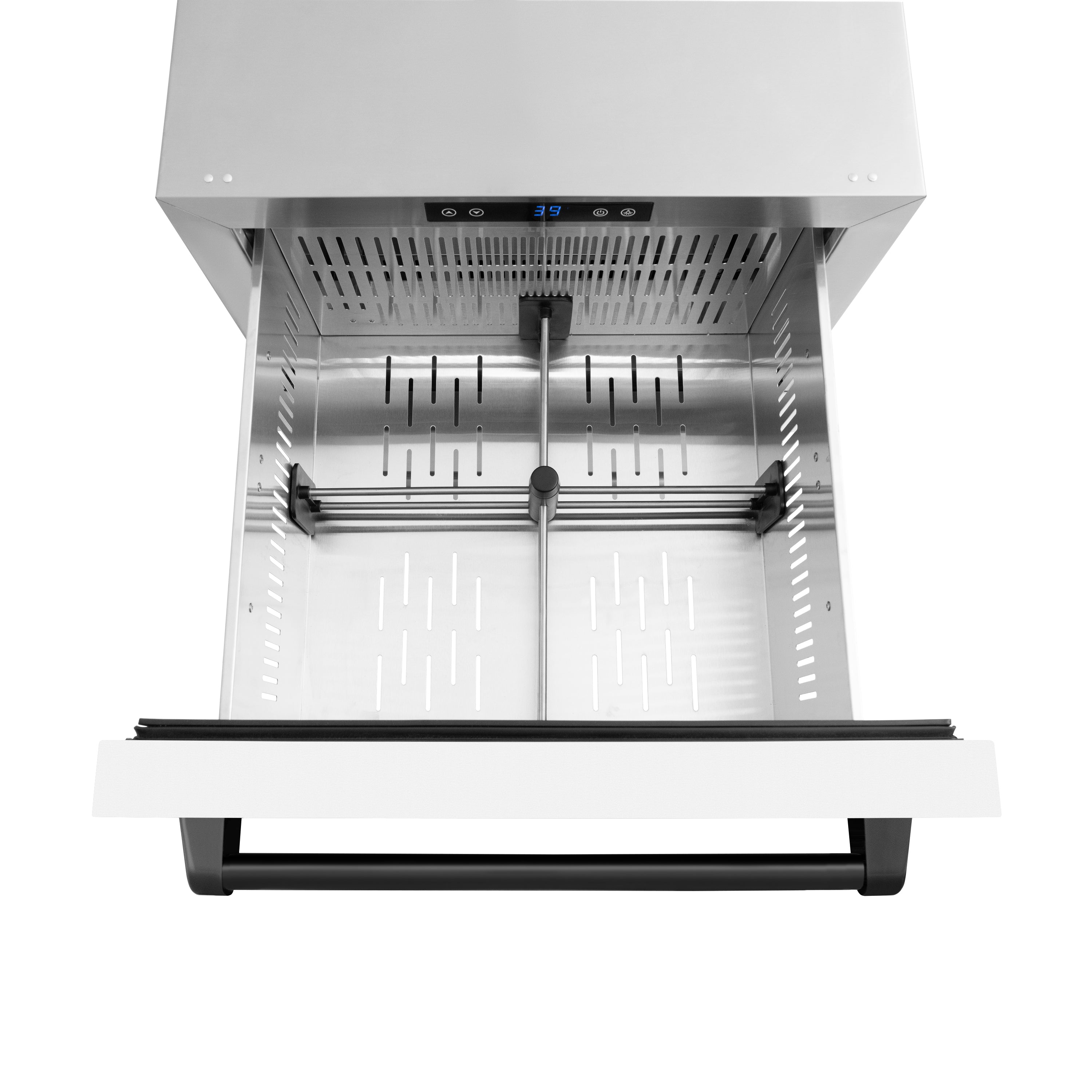 ZLINE Autograph Edition 24 in. Touchstone 168 Can Outdoor-Rated Dual Refrigerator Drawer with White Matte Doors and Matte Black Handles (RDSOZ-WM-24-MB)