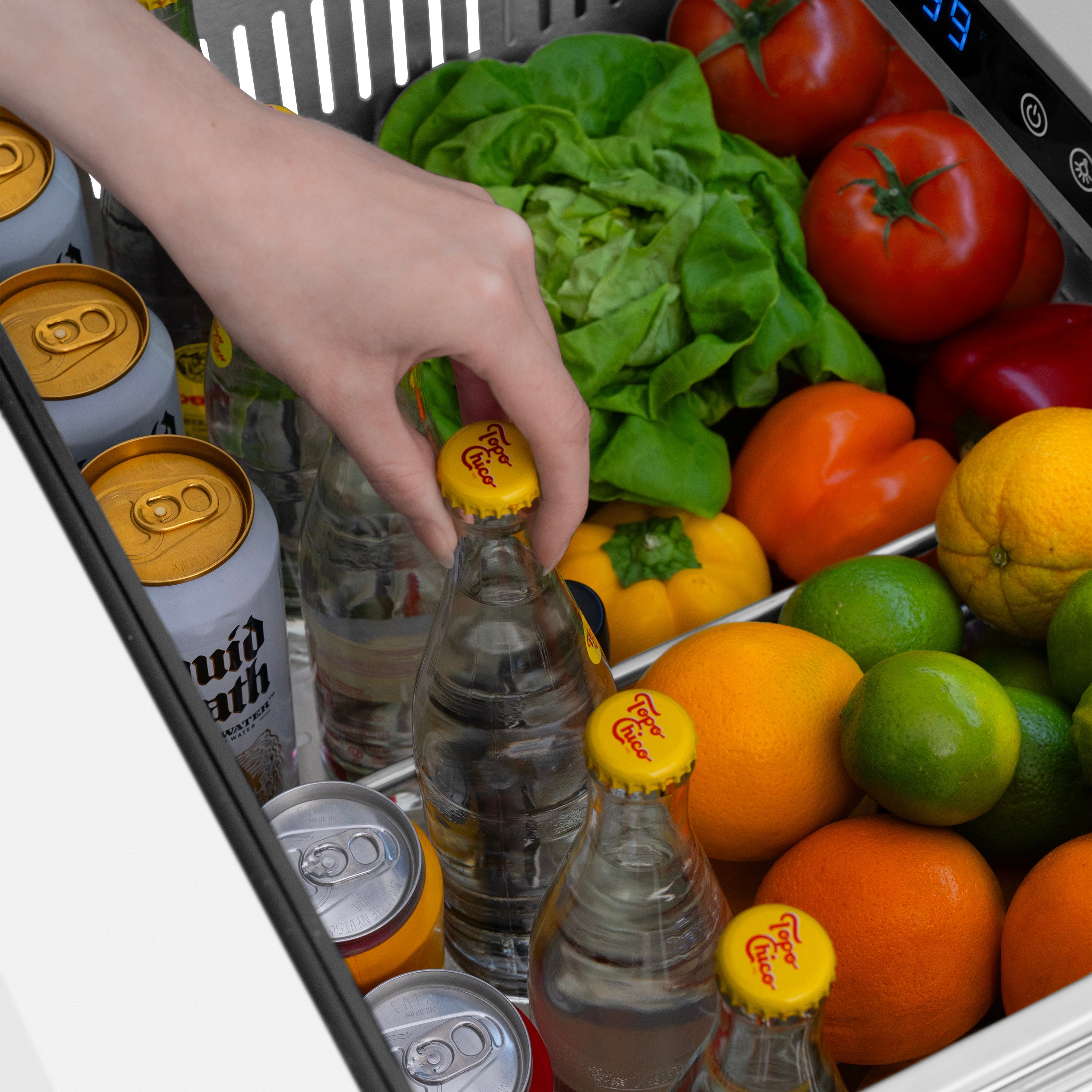 ZLINE Autograph Edition 24 in. Touchstone 168 Can Outdoor-Rated Dual Refrigerator Drawer with White Matte Doors and Matte Black Handles (RDSOZ-WM-24-MB)