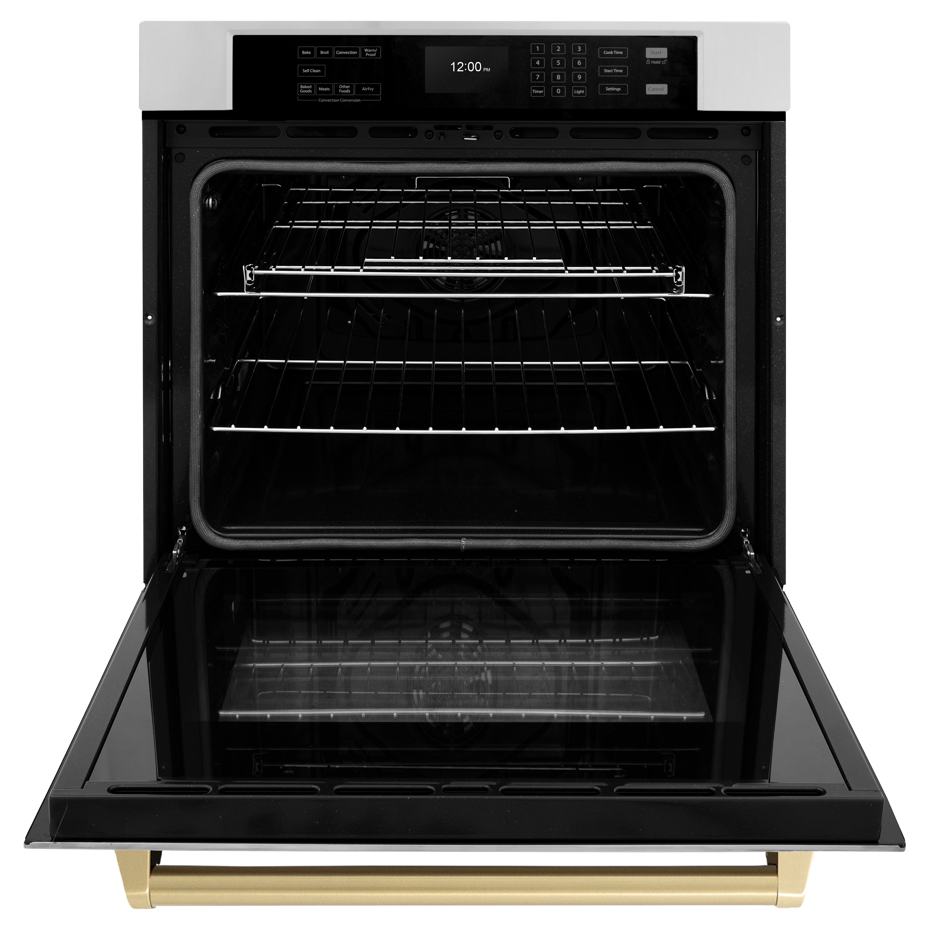 ZLINE 30 in. Autograph Edition Professional True Convection Single Wall Oven with Air Fry and Self Clean in Stainless Steel with Champagne Bronze Handle (WASZ-30-CB)