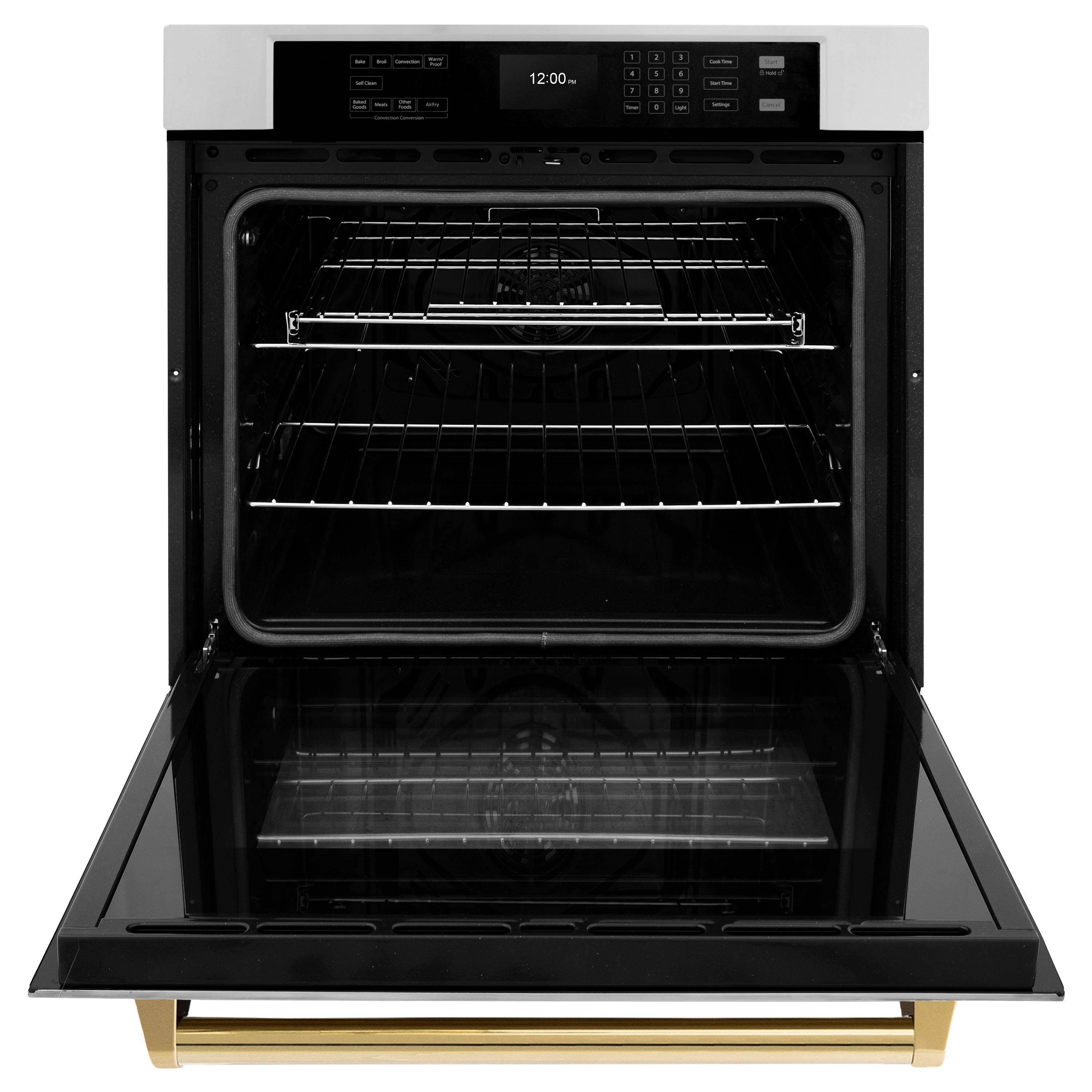 ZLINE 30 in. Autograph Edition Professional True Convection Single Wall Oven with Air Fry and Self Clean in Stainless Steel with Polished Gold Handle (WASZ-30-G)