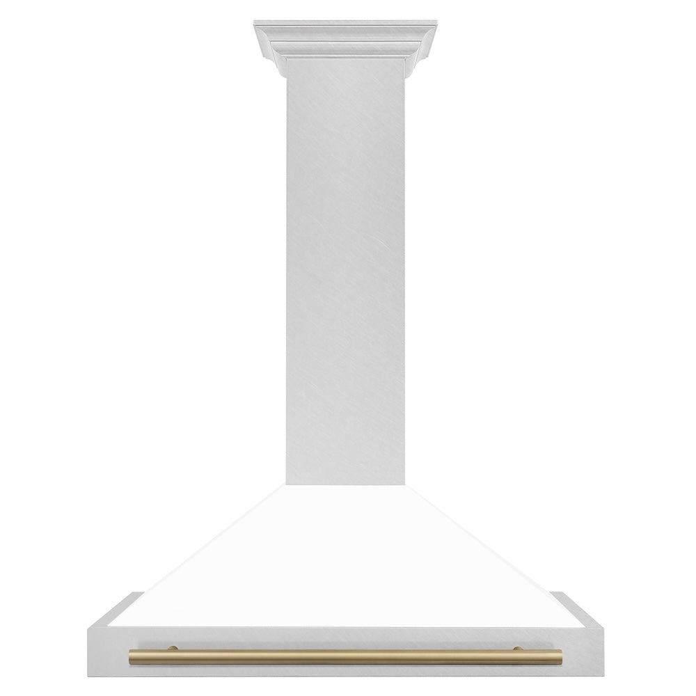 ZLINE Autograph Edition 36 in. Convertible Satin Stainless Steel Wall Mount Range Hood with Champagne Bronze Handle (KB4SNZ-36-CB)