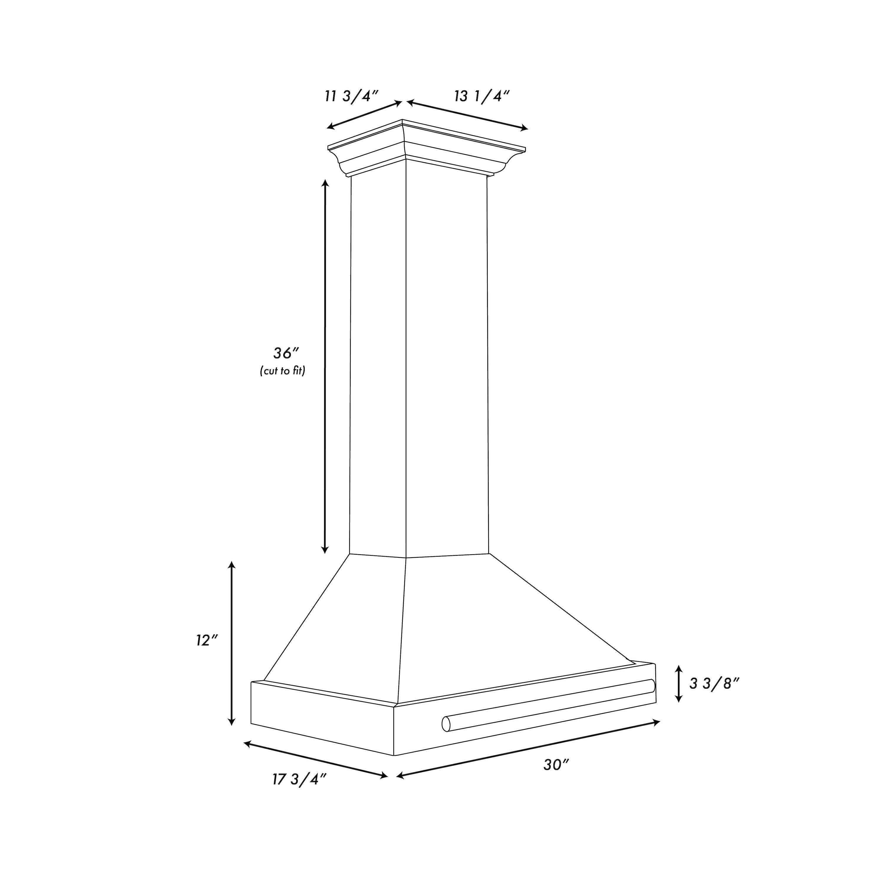 ZLINE 30 in. Autograph Edition Black Stainless Steel Wall Mount Range Hood With Champagne Bronze Handle (BSKB4Z-30-CB)
