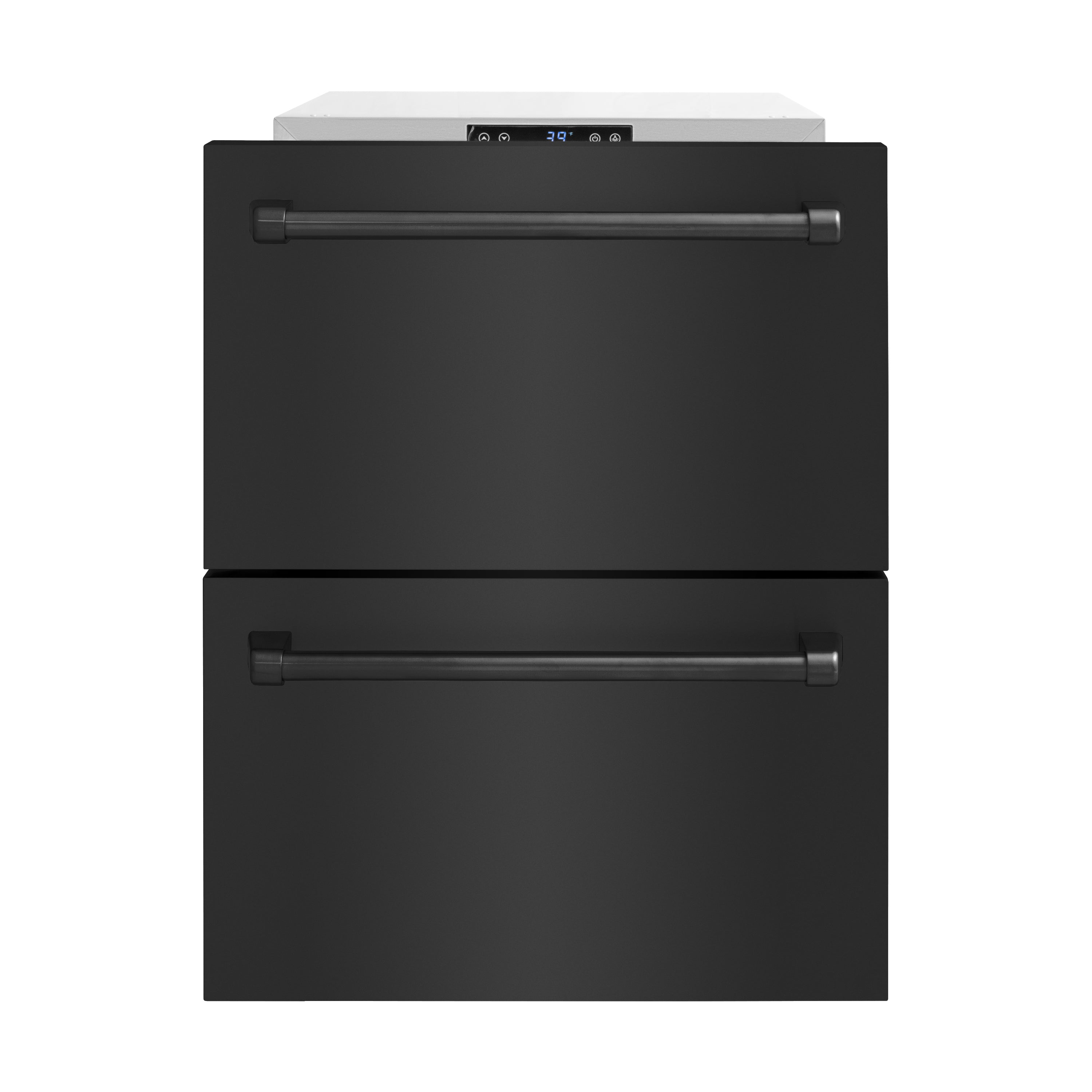 ZLINE 24 in. Touchstone 168 Can Outdoor-Rated Dual Refrigerator Drawer with Black Stainless Steel Doors (RDSO-BS-24)