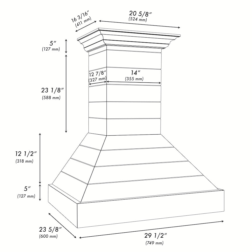 ZLINE 30 in. Wooden Wall Mount Range Hood in Rustic Shiplap Black Finish with Stainless Steel Accents (365CC-30)