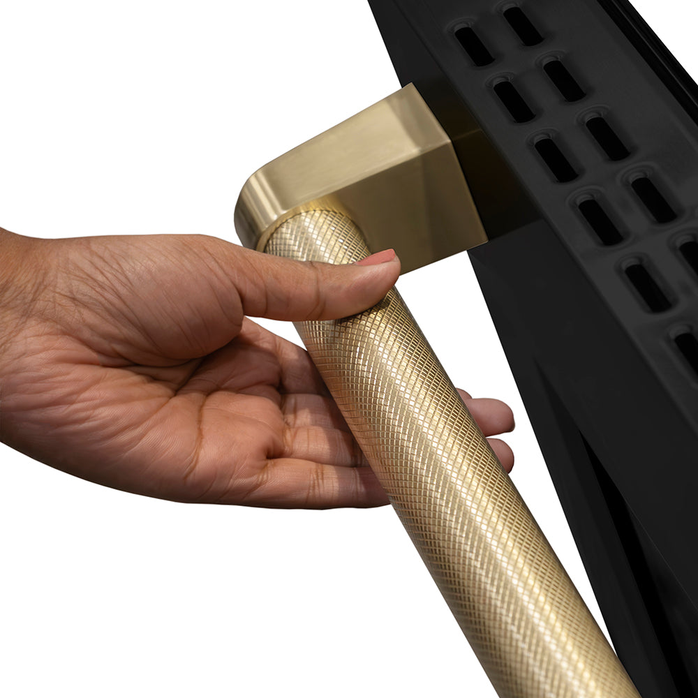 ZLINE Autograph Edition 36 in. 5.2 cu. ft. Paramount Gas Range with 6 Burner DuoPro™ Cooktop and Convection Gas Oven in Black Stainless Steel with Champagne Bronze Helix Handle and Accents (PSGRBZ-36-KCB)