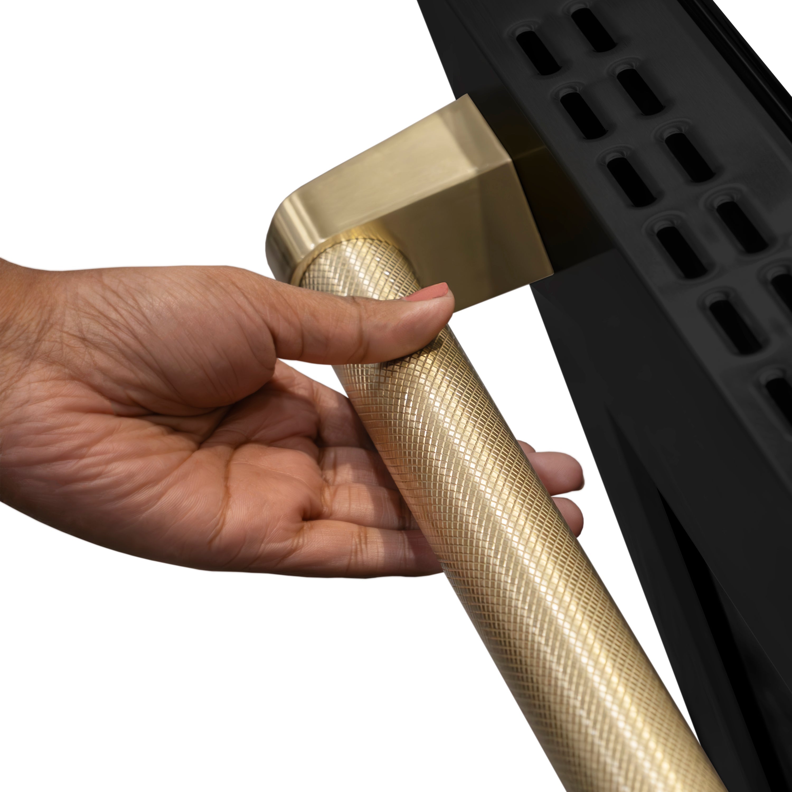 ZLINE Autograph Edition 48 in. 6.7 cu. ft. Paramount Dual Fuel Range with 8 Burner DuoPro™ Cooktop and Dual Ovens in Black Stainless Steel with Champagne Bronze Helix Handles and Accents (PSDRBZ-48-KCB)