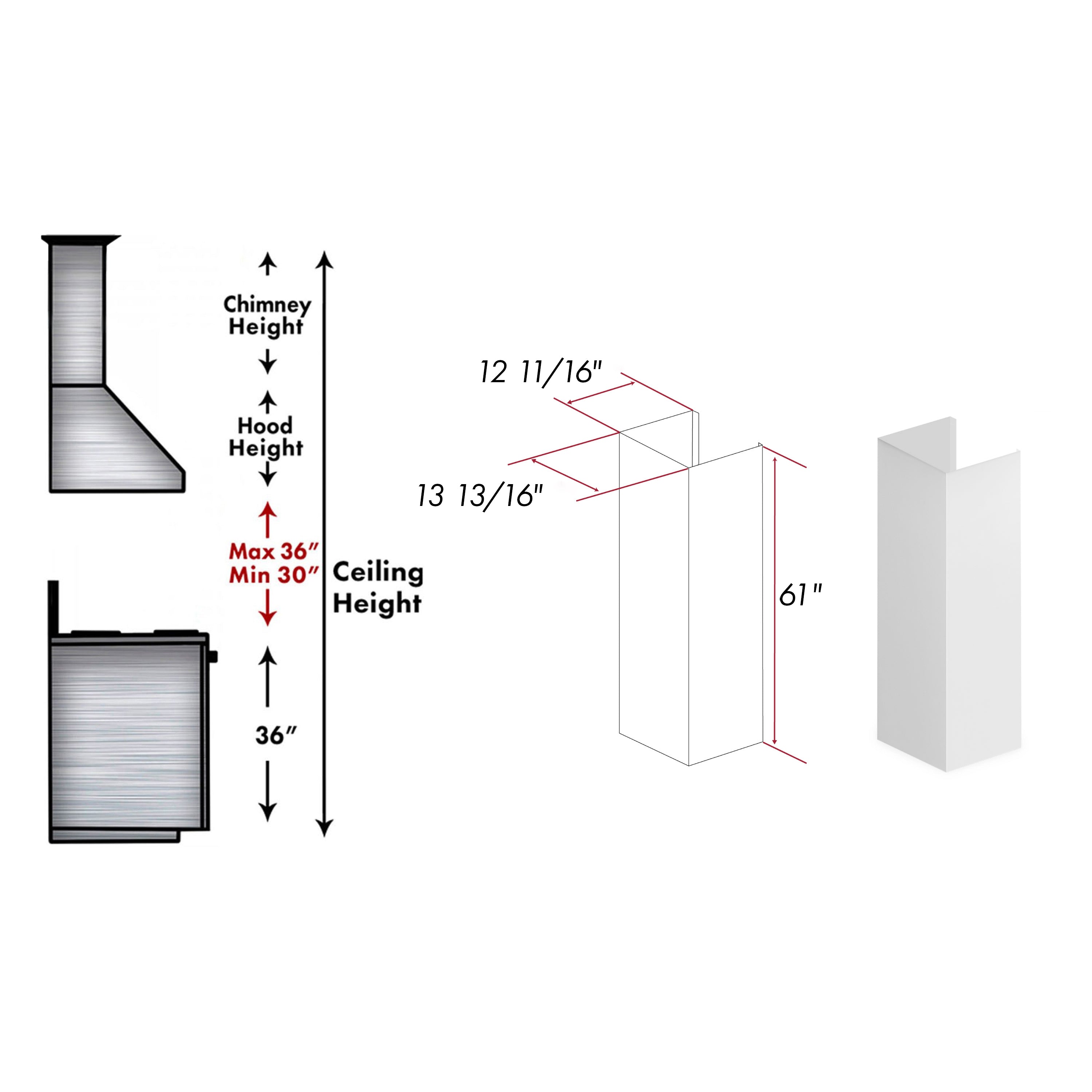 ZLINE 61 in. Rustic Bright White Wooden Chimney Extension for Ceilings up to 12 ft. (355WW-E)