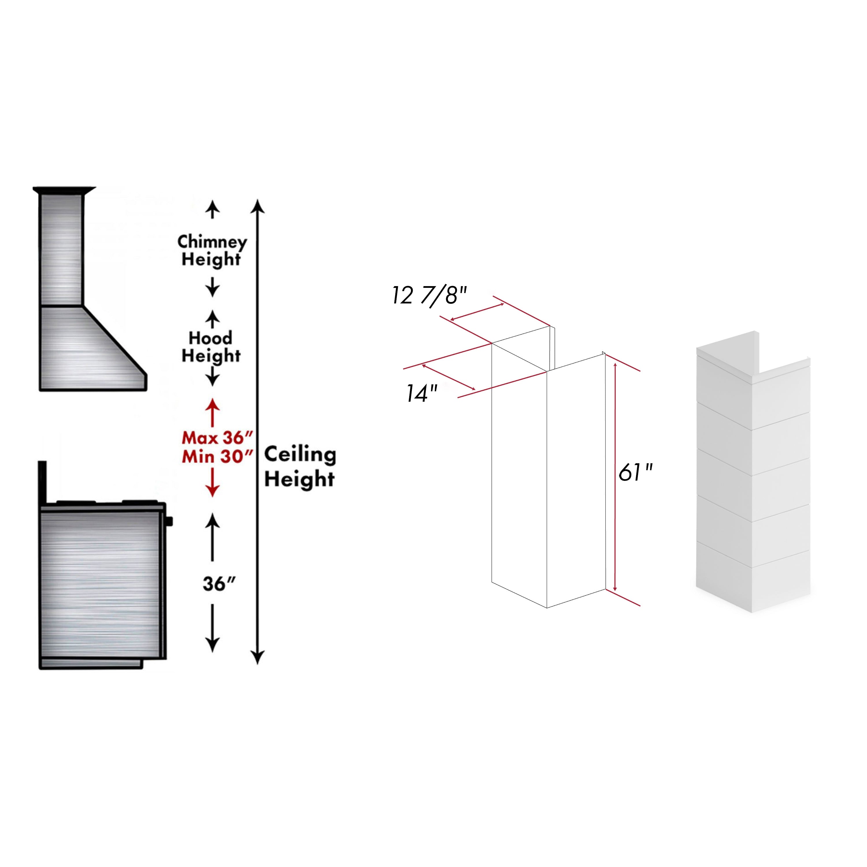 ZLINE 61 in. Rustic Shiplap Bright White Wooden Chimney Extension for Ceilings up to 12 ft. (365WW-E)