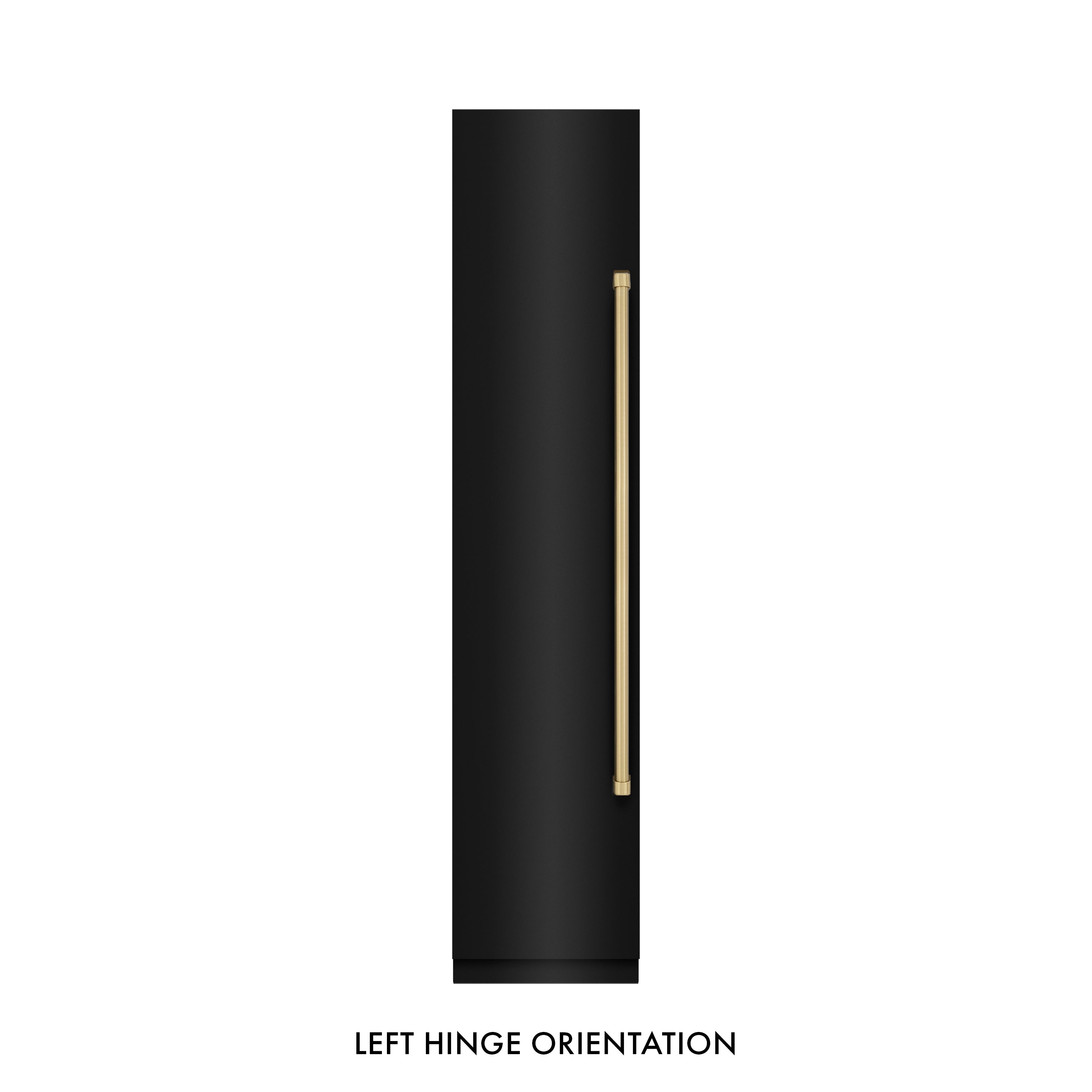 ZLINE Autograph Edition 18 in. 8.6 cu. ft. Left Hinge Column Freezer in Black Stainless Steel with Graphite Gray Interior and Champagne Bronze Accents (RCFVLZ-BS-18-CB)
