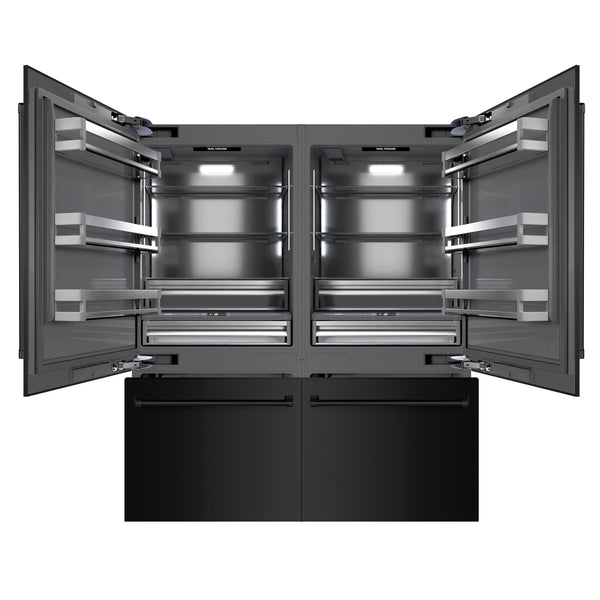ZLINE 72 in. 39.6 cu. ft. French Door Built-In Bottom Freezer Refrigerator with Water Dispensers and Ice Makers in Black Stainless Steel with Graphite Gray Interior (GRBIT-BS-72)