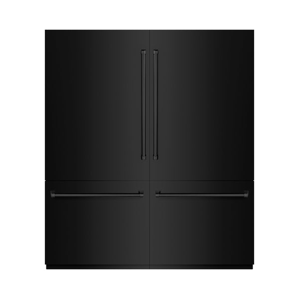 ZLINE 72 in. 39.6 cu. ft. French Door Built-In Bottom Freezer Refrigerator with Water Dispensers and Ice Makers in Black Stainless Steel (RBIT-BS-72)