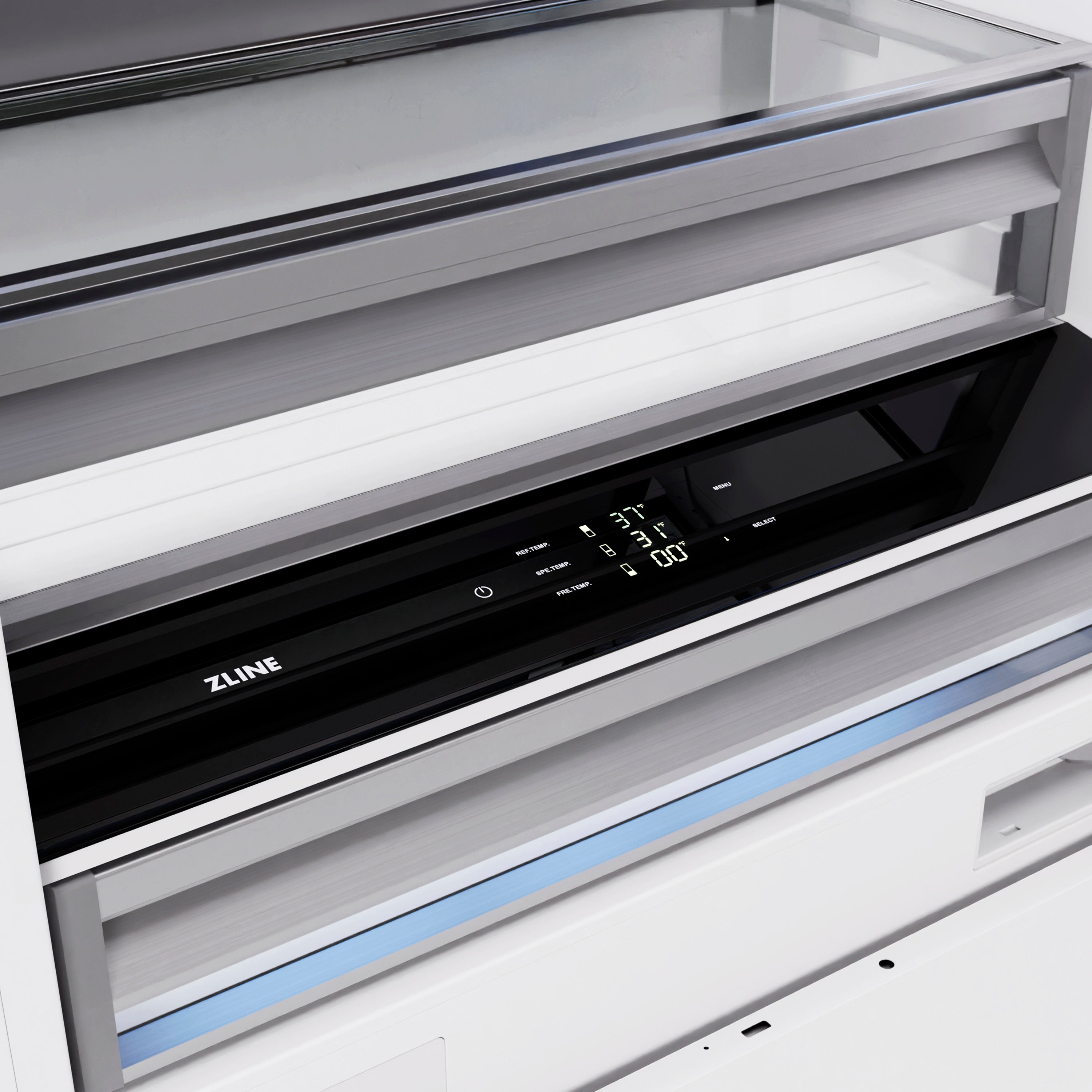 ZLINE Autograph Edition 36 in. 19.8 cu. ft. Built-In Bottom Freezer Refrigerator with Water Dispenser and Ice Maker in Black Stainless Steel and Polished Gold Accents (RBITZ-BS-36-G)