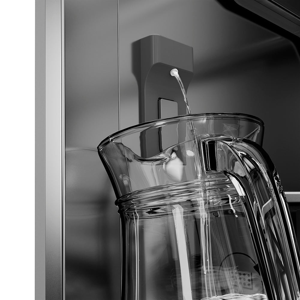 ZLINE Autograph Edition 36 in. 19.6 cu. ft. French Door Built-In Bottom Freezer Refrigerator with Water Dispenser and Ice Maker in Black Stainless Steel with Stainless Steel Interior and Polished Gold Helix Handles (SRBIVZ-BS36KG)