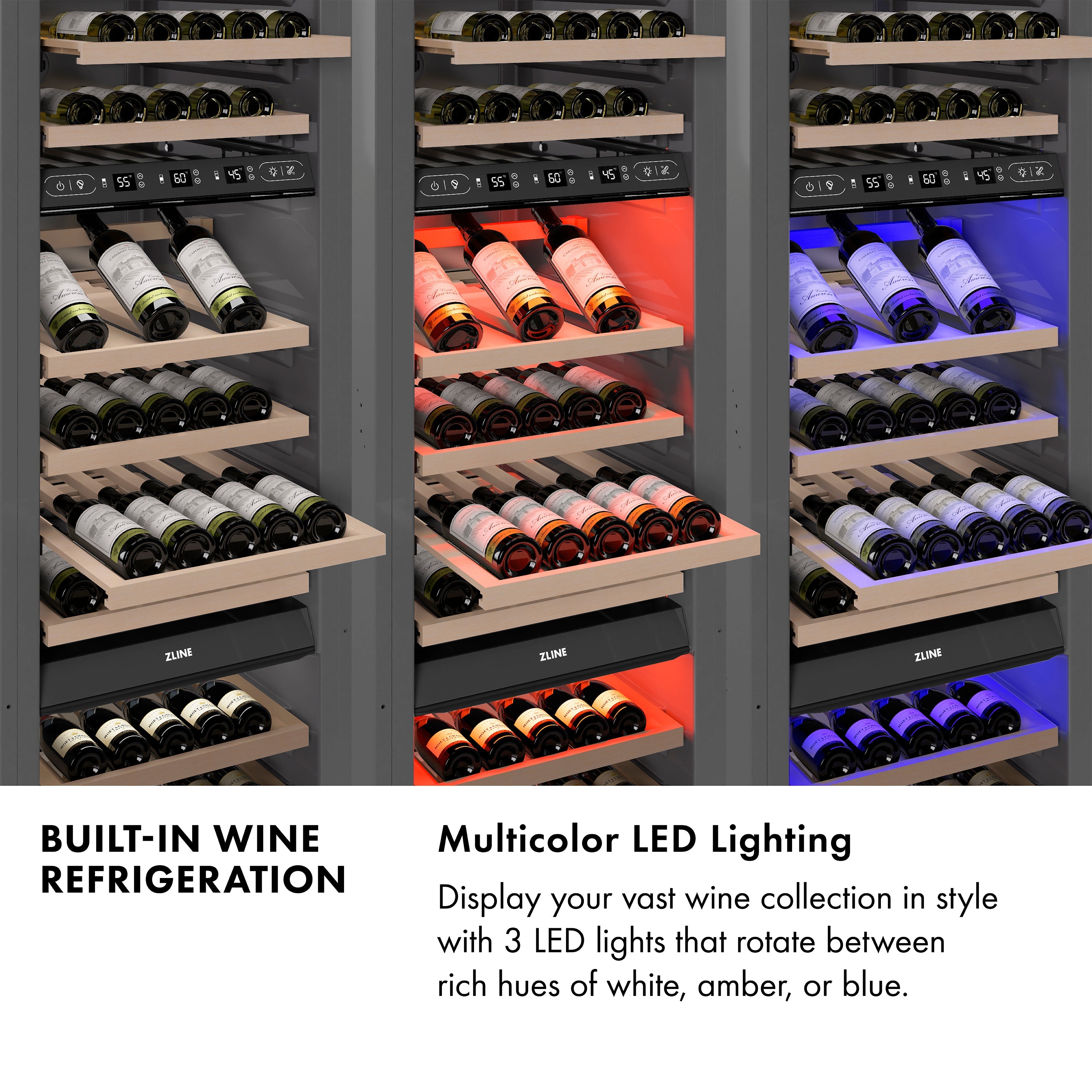 ZLINE Autograph Edition 18 in. 9.0 cu. ft. Triple Zone 68 Bottle Panel Ready Right Hinge Column Wine Cooler with Matte Black Accents (RBCWVRZ-18-MB)