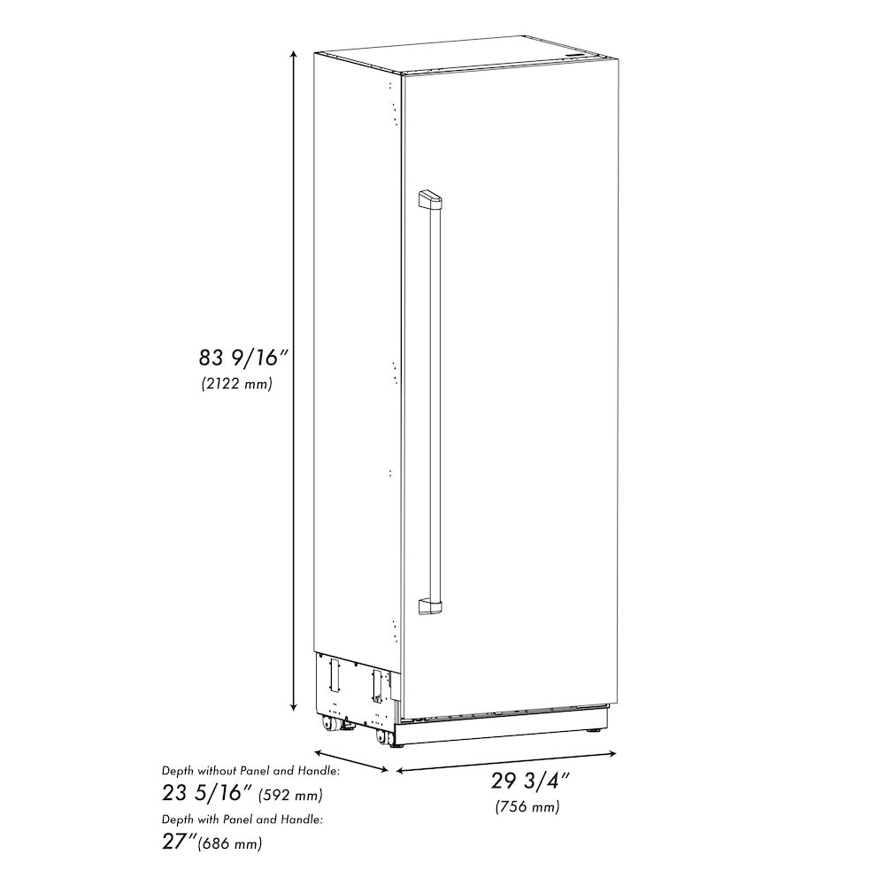 ZLINE Autograph Edition 18 in. 8.6 cu. ft. Left Hinge Column Freezer in White Matte with Graphite Gray Interior and Matte Black Accents (RCFVLZ-WM-18-MB)