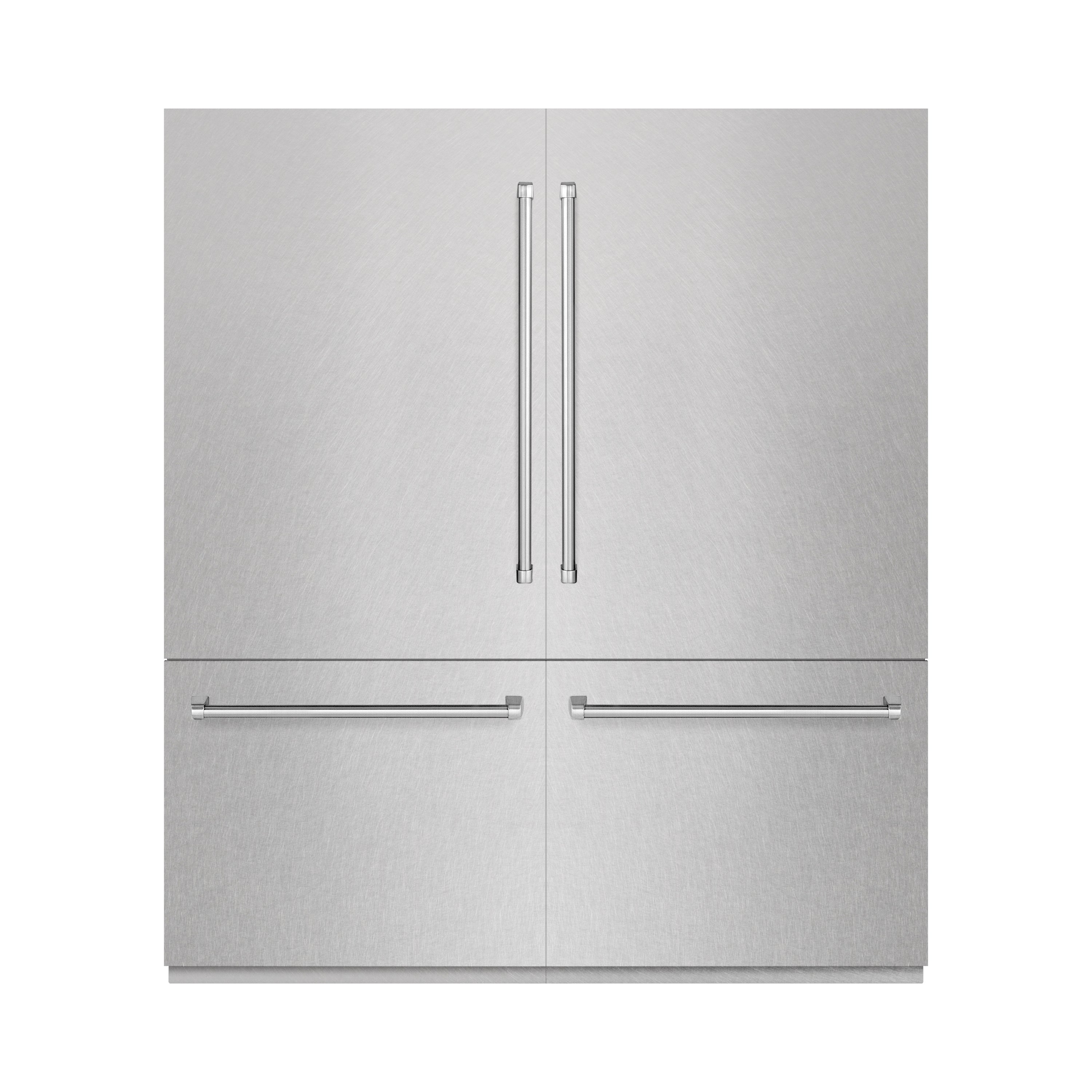 ZLINE 72 in. 39.6 cu. ft. French Door Built-In Bottom Freezer Refrigerator with Water Dispensers and Ice Makers in Satin Stainless Steel with Graphite Gray Interior (GRBIT-SN-72)
