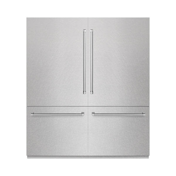 ZLINE 72 in. 39.6 cu. ft. French Door Built-In Bottom Freezer Refrigerator with Water Dispensers and Ice Makers in Satin Stainless Steel (RBIT-SN-72)