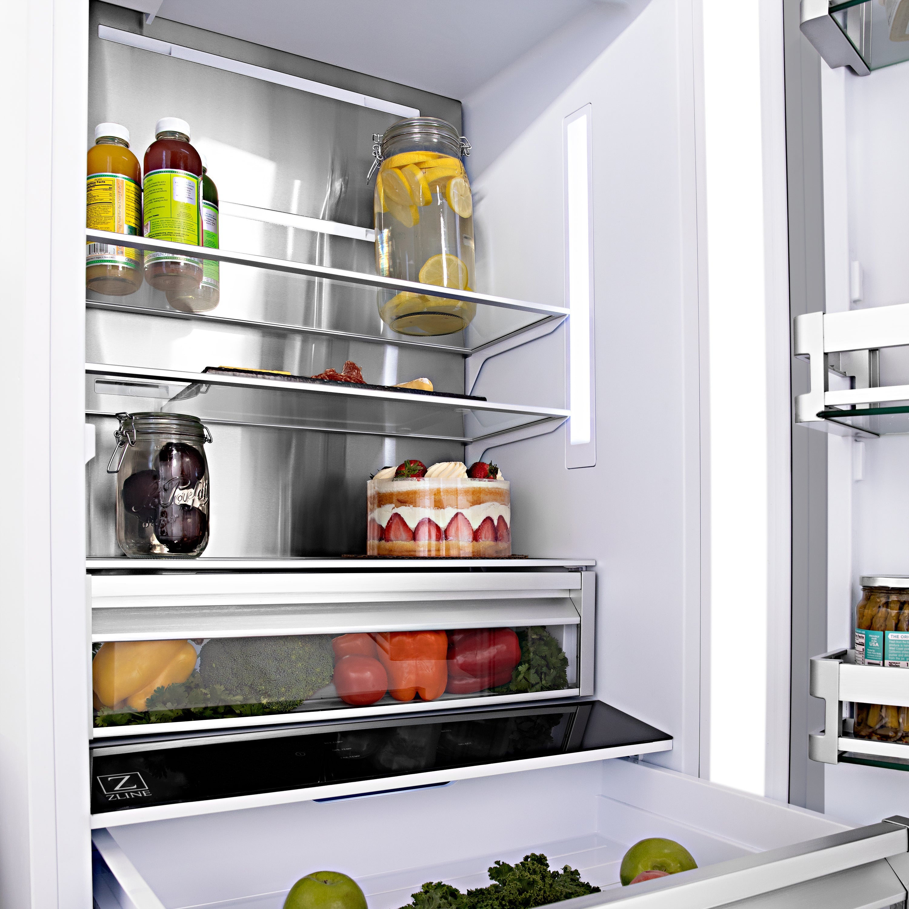 ZLINE 60 in. 32.2 cu. ft. French Door Built-In Bottom Freezer Refrigerator with Water Dispensers and Ice Makers in Satin Stainless Steel (RBIV-SN-60)