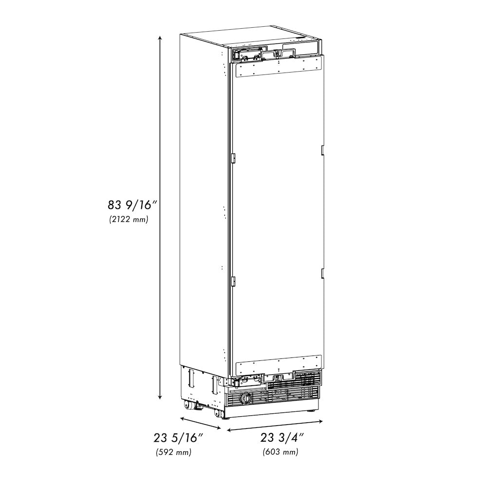 ZLINE 24 in. 12.4 cu. ft. Panel Ready Column Freezer with Graphite Gray Interior (RBCFV-24)