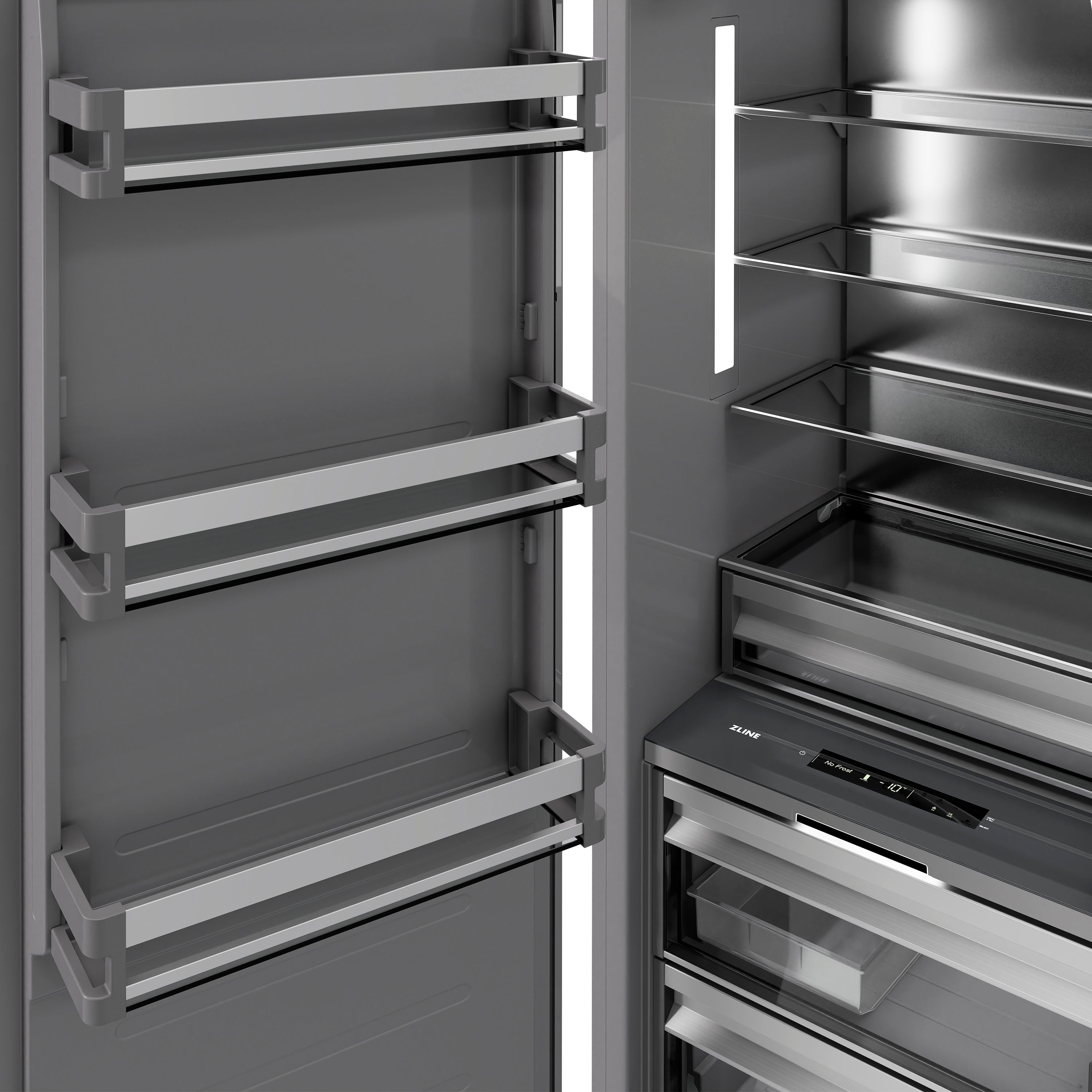 ZLINE 18 in. 8.6 cu. ft. Panel Ready Right Hinge Column Freezer with Graphite Gray Interior (RBCFVR-18)