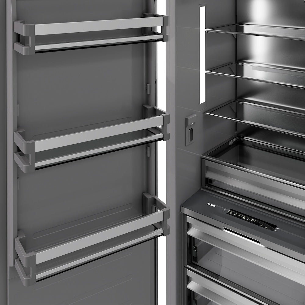 ZLINE Autograph Edition 30 in. 16.7 cu. ft. Panel Ready Column Refrigerator with Graphite Gray Interior and Champagne Bronze Accents (RBCRVZ-30-CB)