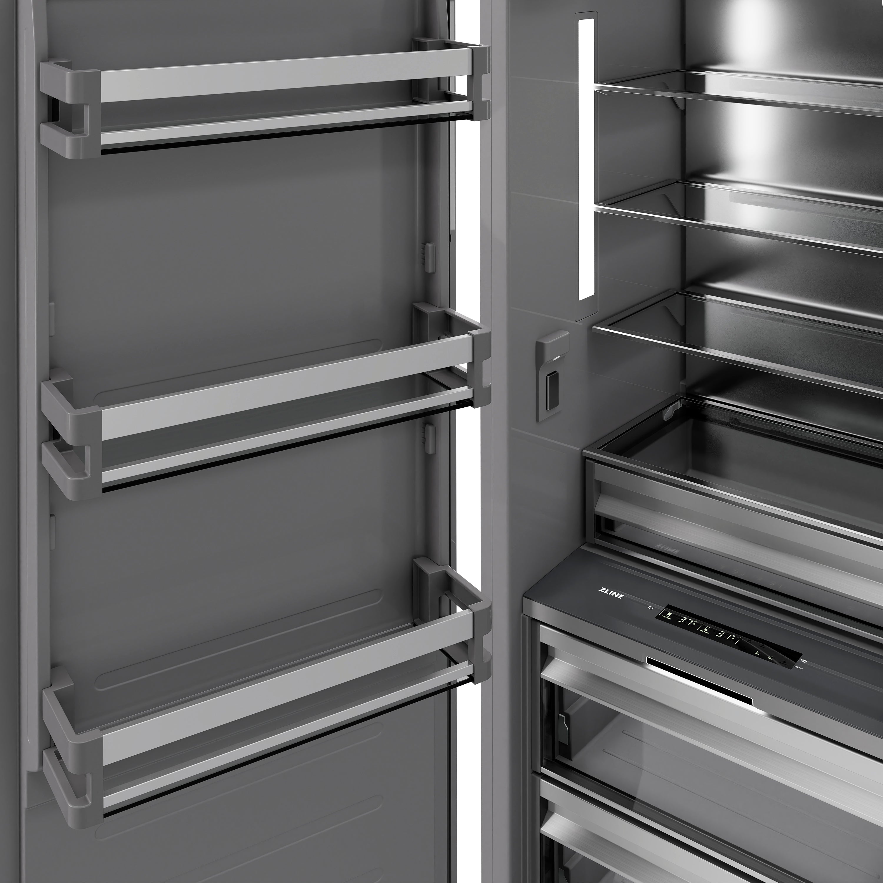 ZLINE Autograph Edition 24 in. 12.5 cu. ft. Panel Ready Column Refrigerator with Graphite Gray Interior and Matte Black Accents (RBCRVZ-24-MB)