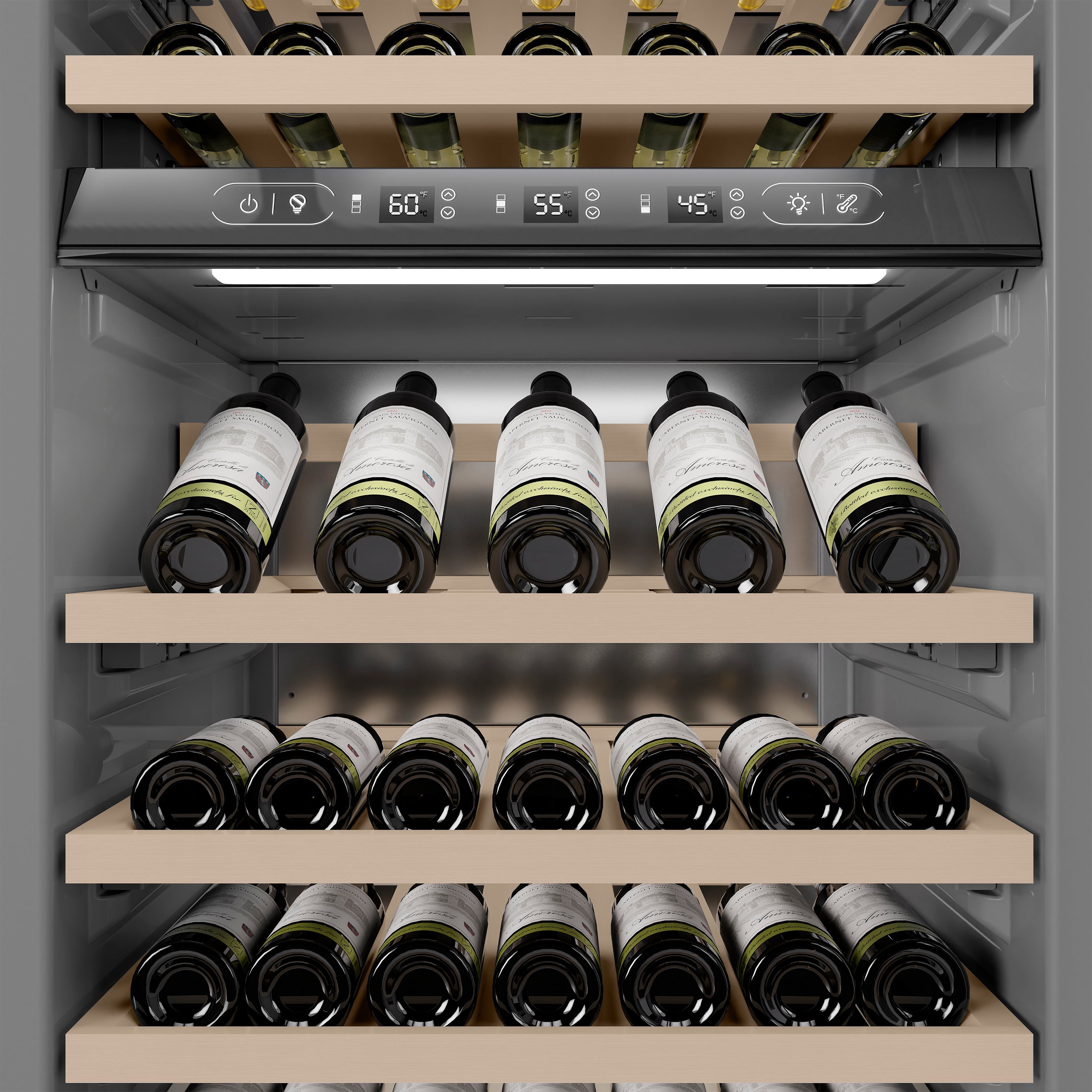 ZLINE 24 in. 12.4 cu. ft. Triple Zone 100 Bottle Panel Ready Column Wine Cooler (RBCWV-24)