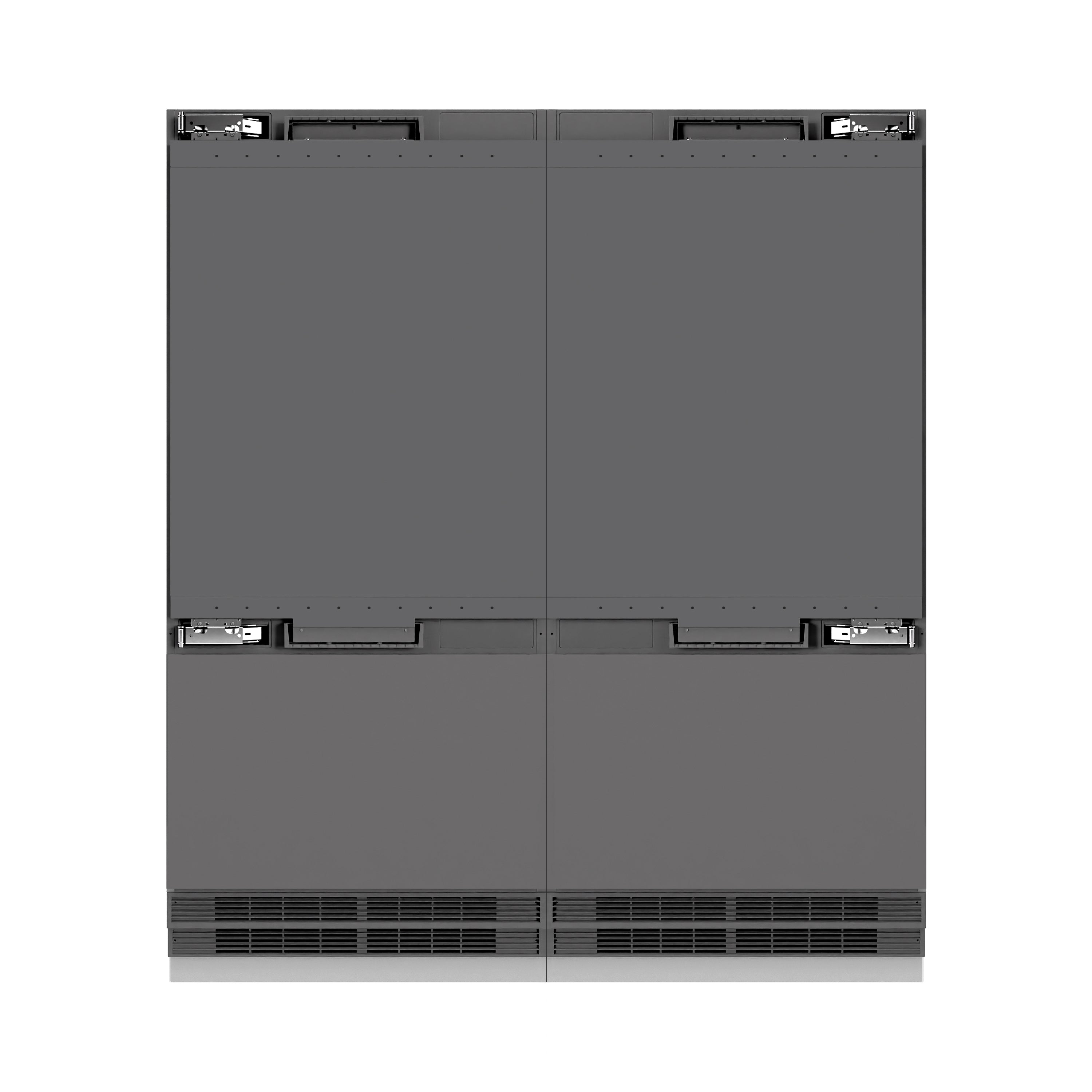 ZLINE 72 in. 39.6 cu. ft. Panel Ready French Door Built-In Bottom Freezer Refrigerator with Water Dispensers and Ice Makers with Graphite Gray Interior (GRBIT-72)