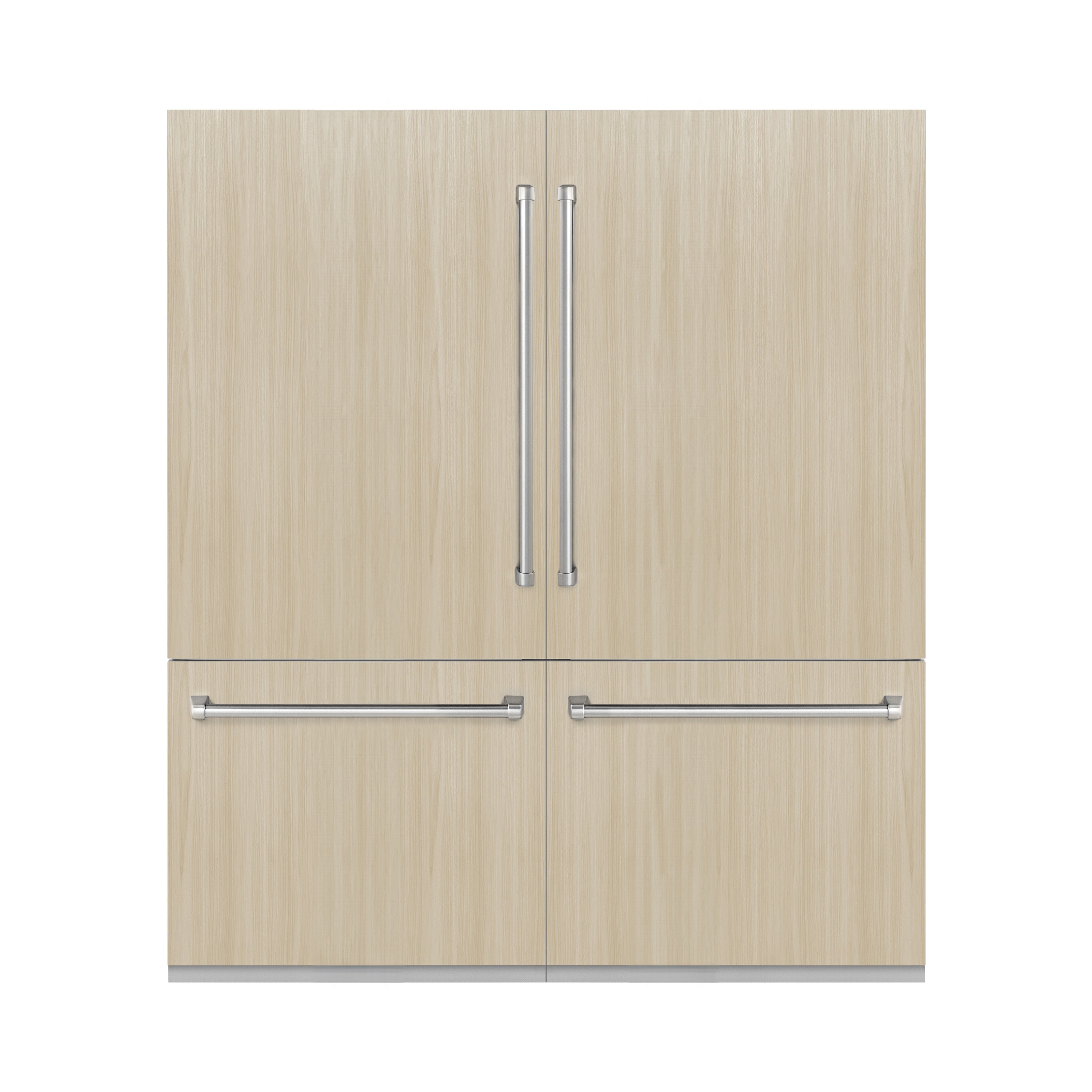 ZLINE 72 in. 39.6 cu. ft. Panel Ready French Door Built-In Bottom Freezer Refrigerator with Water Dispensers and Ice Makers with Graphite Gray Interior (GRBIT-72)