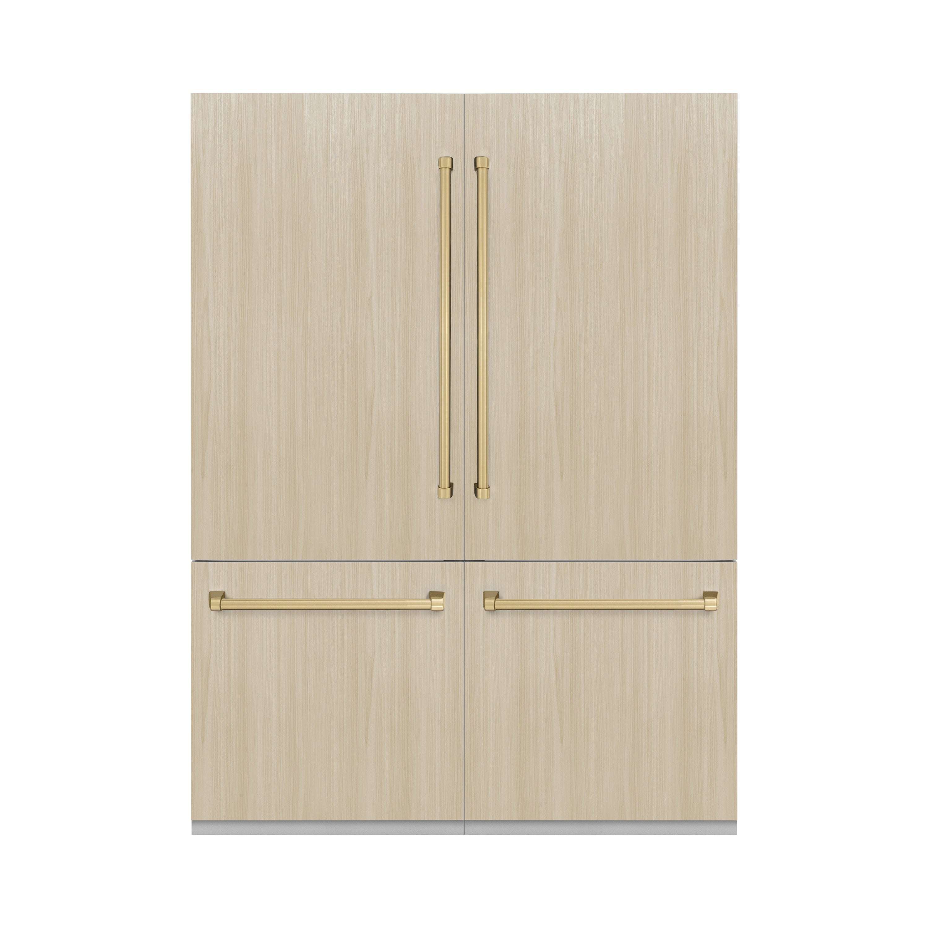 ZLINE Autograph Edition 60 in. 32.2 cu. ft. Panel Ready French Door Built-In Bottom Freezer Refrigerator with Water Dispenser and Ice Maker with Graphite Gray Interior and Champagne Bronze Accents (GRBIVZ-60-CB)