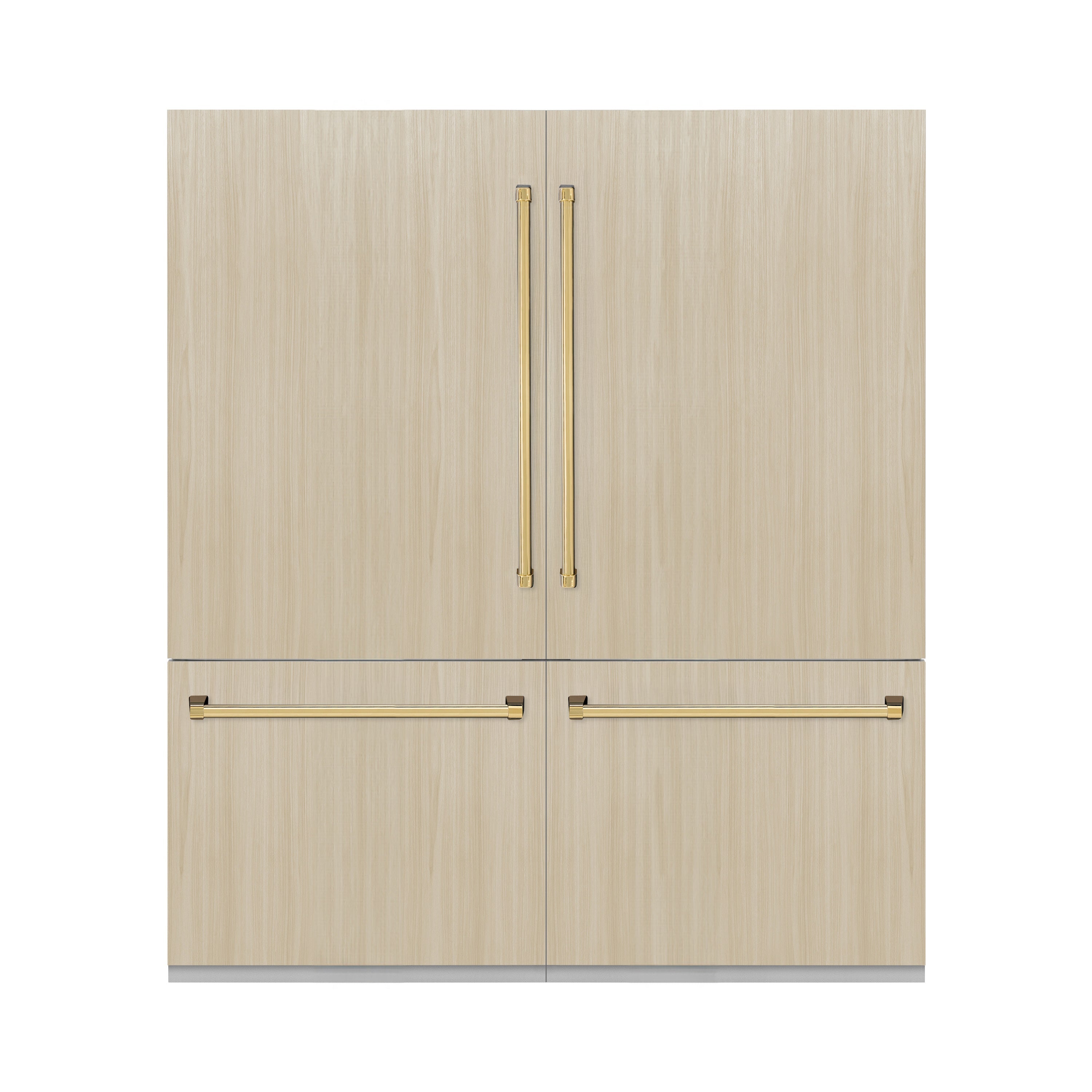 ZLINE Autograph Edition 72 in. 39.6 cu. ft. Panel Ready French Door Built-In Bottom Freezer Refrigerator with Water Dispensers and Ice Makers and Polished Gold Accents (RBITZ-72-G)