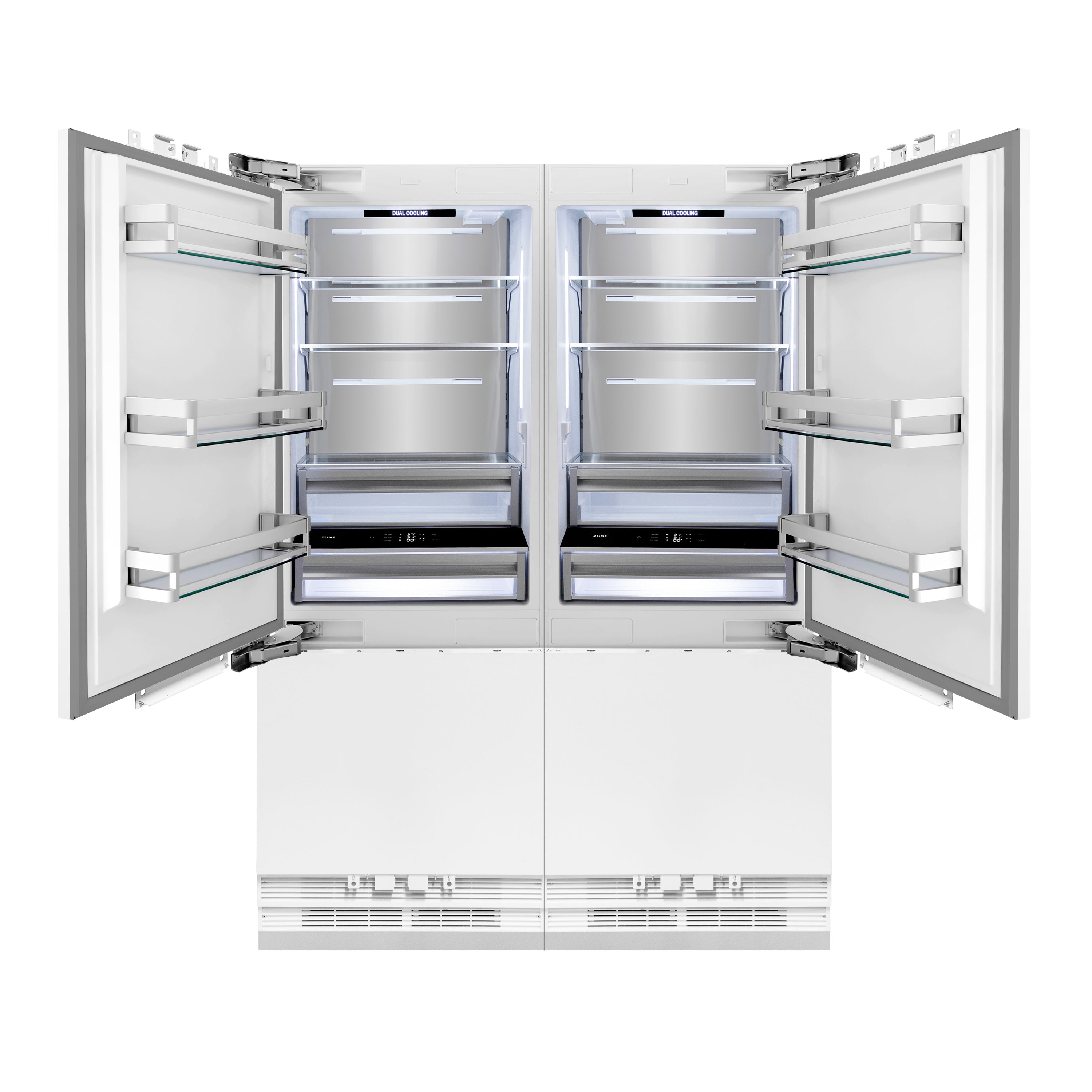 ZLINE 60 in. 32.2 cu. ft. Panel Ready French Door Built-In Bottom Freezer Refrigerator with Water Dispensers and Ice Makers (RBIV-60)