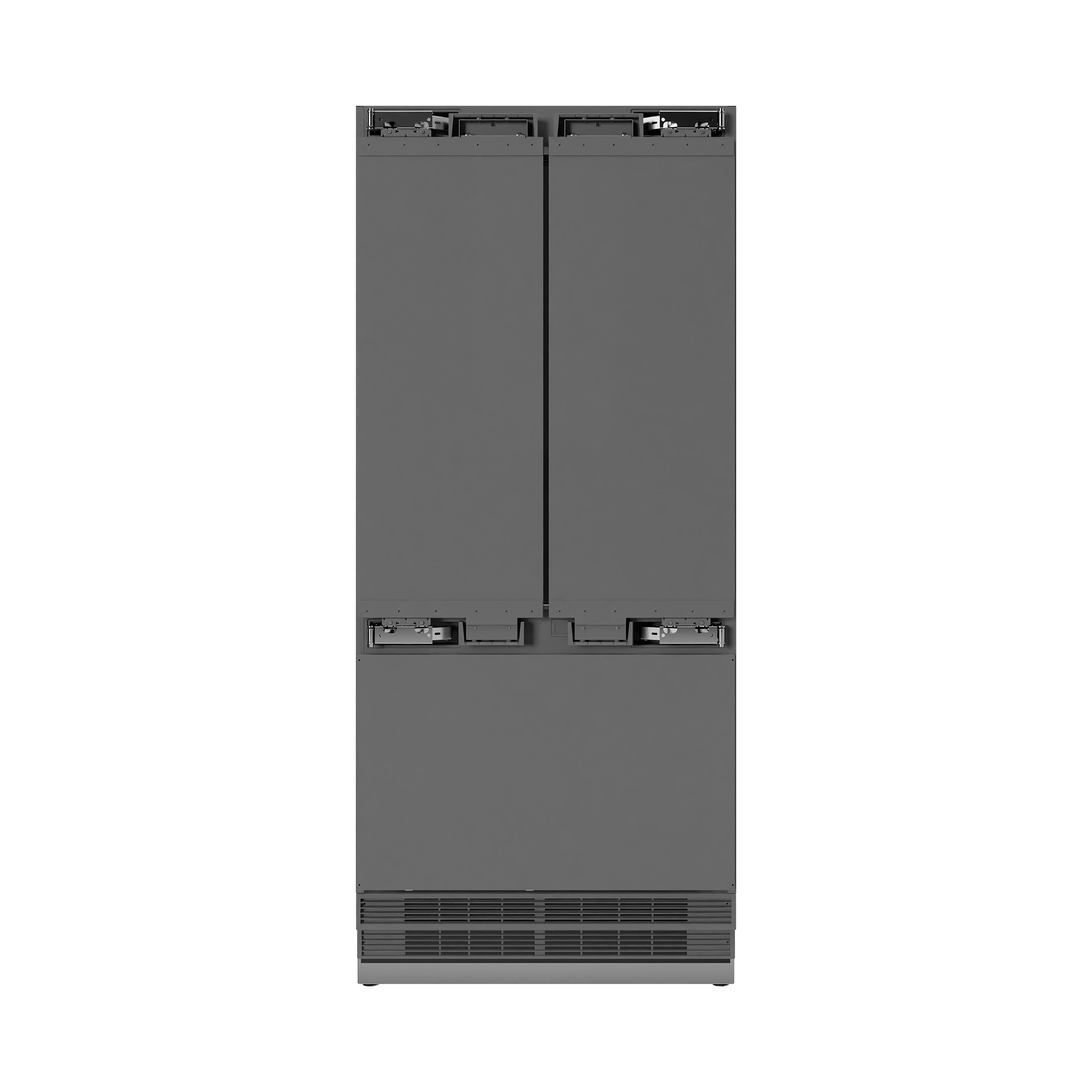 ZLINE Autograph Edition 36 in. 19.6 cu. ft. Panel Ready French Door Built-In Bottom Freezer Refrigerator with Water Dispenser and Ice Maker with Stainless Steel Interior and Matte Black Accents (SRBIVZ-36-MB)