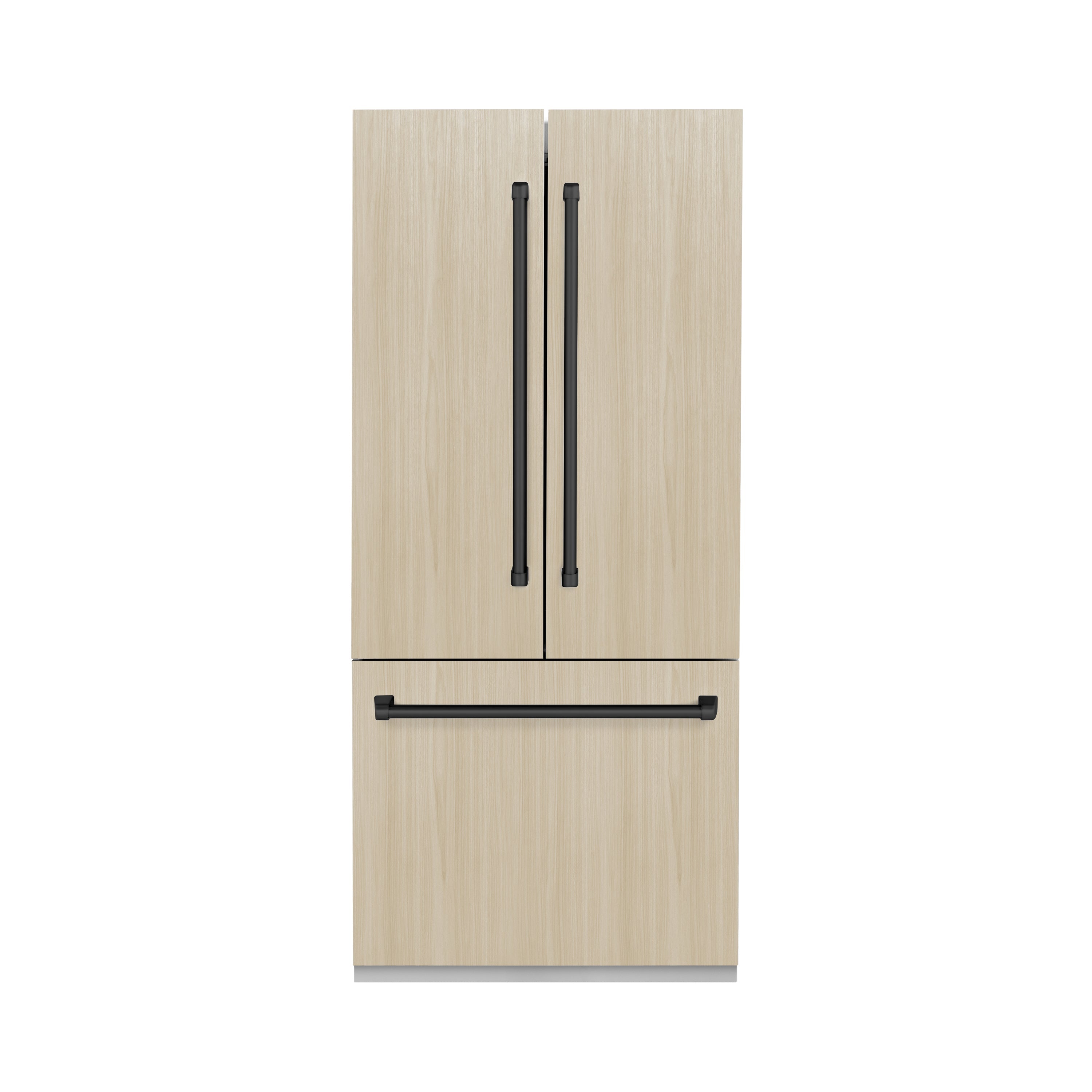 ZLINE Autograph Edition 36 in. 19.6 cu. ft. Panel Ready French Door Built-In Bottom Freezer Refrigerator with Water Dispenser and Ice Maker with Stainless Steel Interior and Matte Black Accents (SRBIVZ-36-MB)