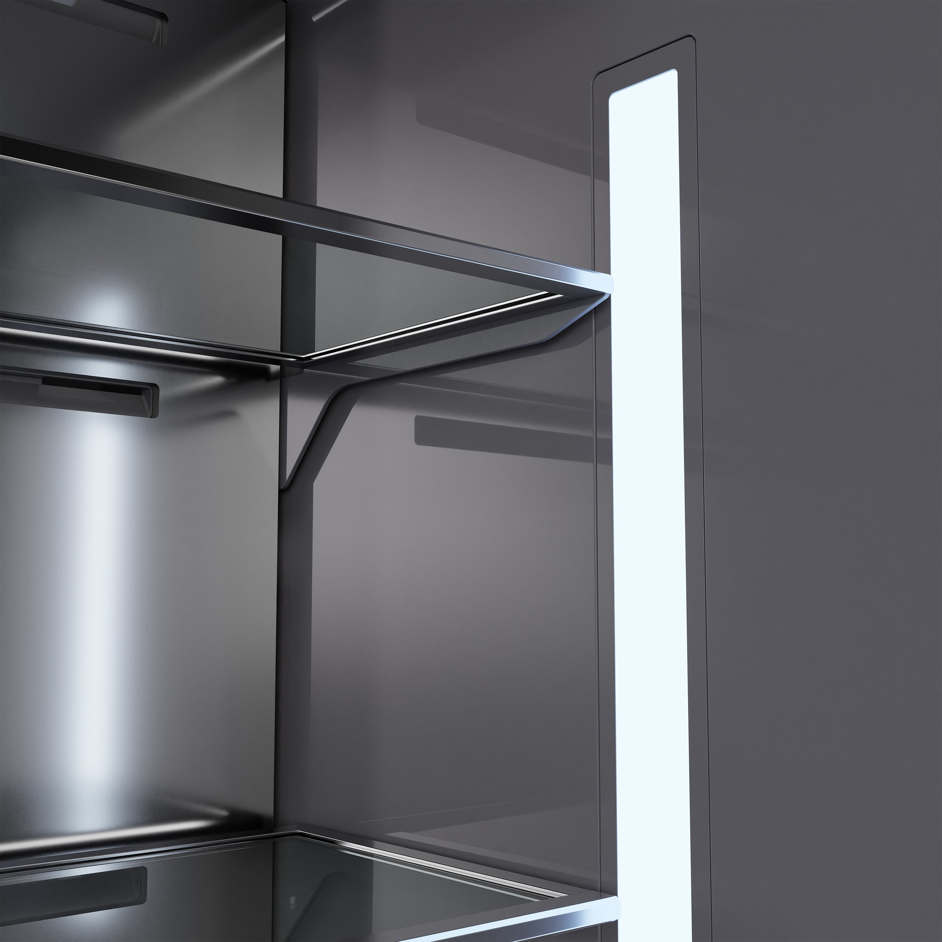 ZLINE 36 in. 19.6 cu. ft. French Door Built-In Bottom Freezer Refrigerator with Water Dispenser and Ice Maker in Satin Stainless Steel with Graphite Gray Interior (GRBIV-SN-36)