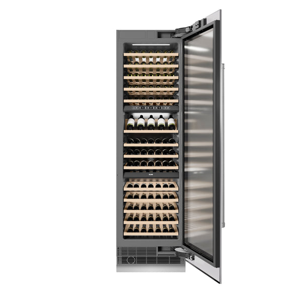ZLINE 24 in. 12.4 cu. ft. Triple Zone 100 Bottle Column Wine Cooler in Stainless Steel (RCWV-304-24)