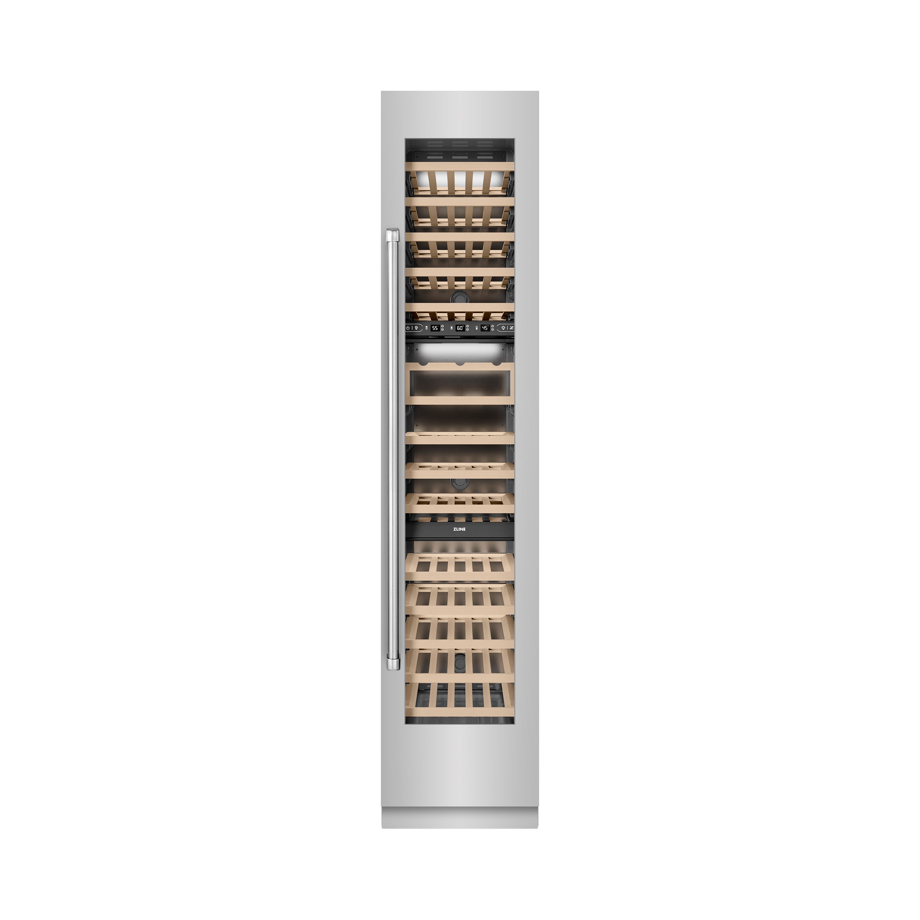 ZLINE 18 in. 9.0 cu. ft. Triple Zone 68 Bottle Right Hinge Column Wine Cooler in Stainless Steel (RCWVR-304-18)