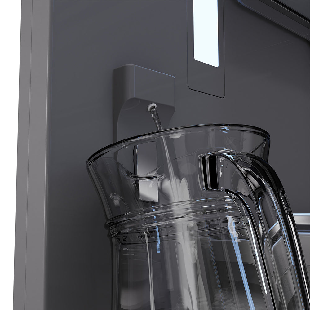 ZLINE Autograph Edition 36 in. 19.6 cu. ft. French Door Built-In Bottom Freezer Refrigerator with Water Dispenser and Ice Maker in Stainless Steel with Graphite Gray Interior and Polished Nickel Helix Handles (GRBIVZ-30436KPN)