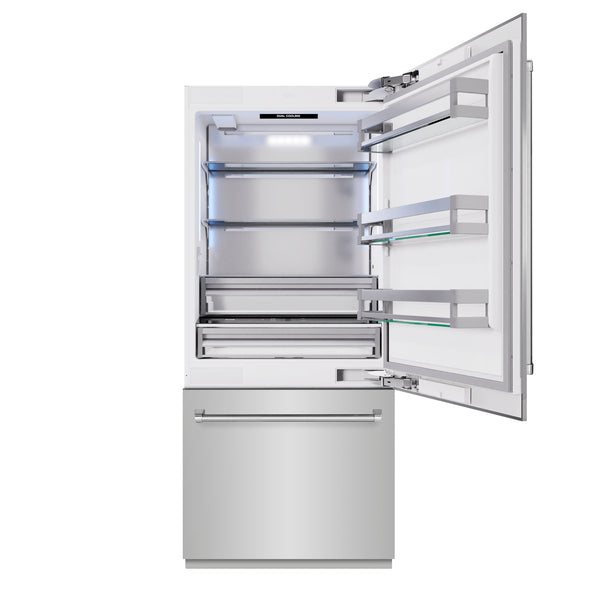 ZLINE 36 in. 19.8 cu. ft. Built-In Bottom Freezer Refrigerator with Water Dispenser and Ice Maker in Stainless Steel (RBIT-304-36)
