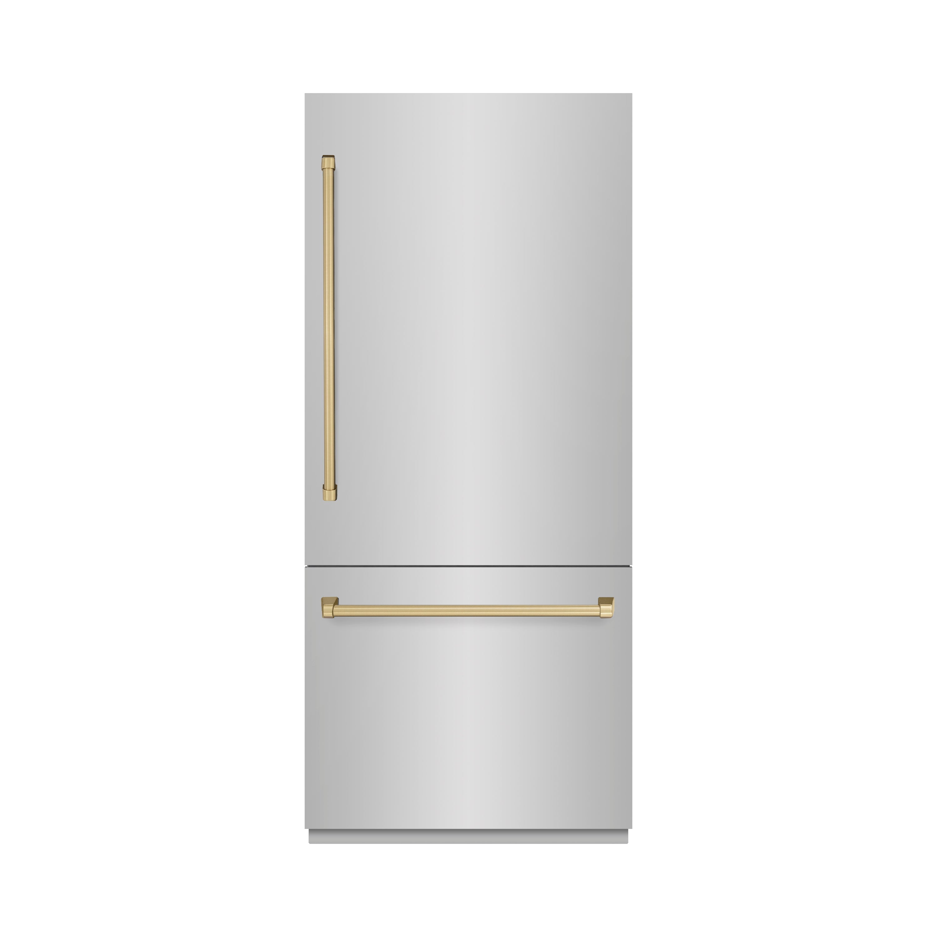 ZLINE Autograph Edition 36 in. 19.8 cu. ft. Built-In Bottom Freezer Refrigerator with Water Dispenser and Ice Maker in Stainless Steel with Champagne Bronze Accents (RBITZ-304-36CB)