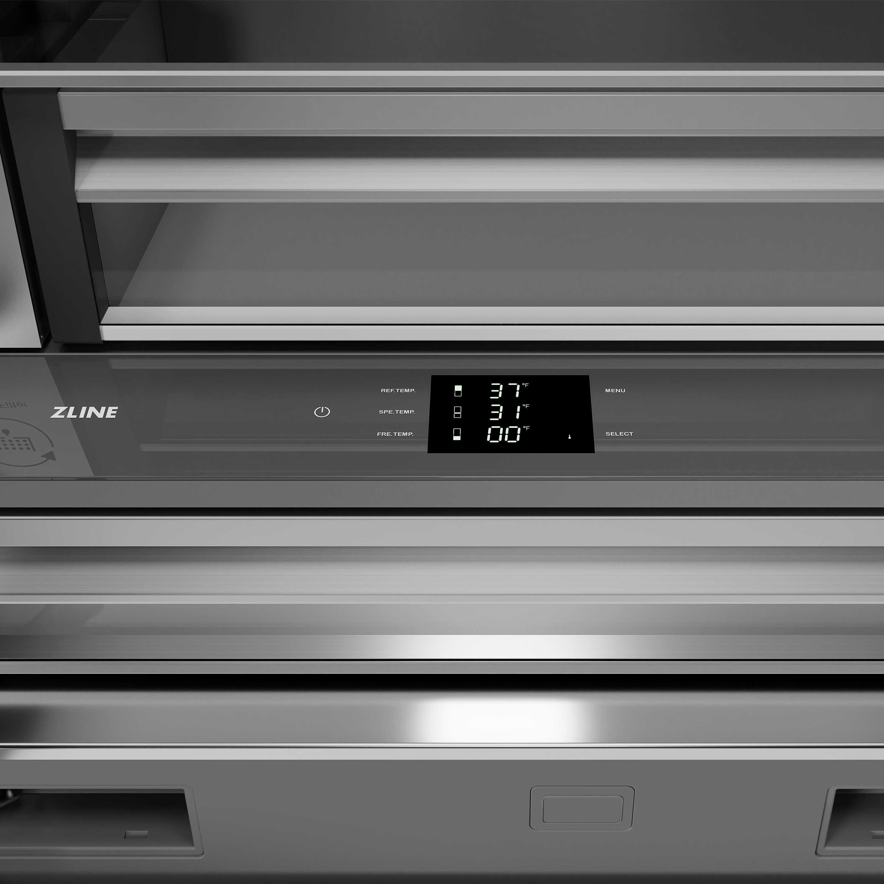 ZLINE 36 in. 19.6 cu. ft. French Door Built-In Bottom Freezer Refrigerator with Water Dispenser and Ice Maker in Stainless Steel with Stainless Steel Interior (SRBIV-304-36)