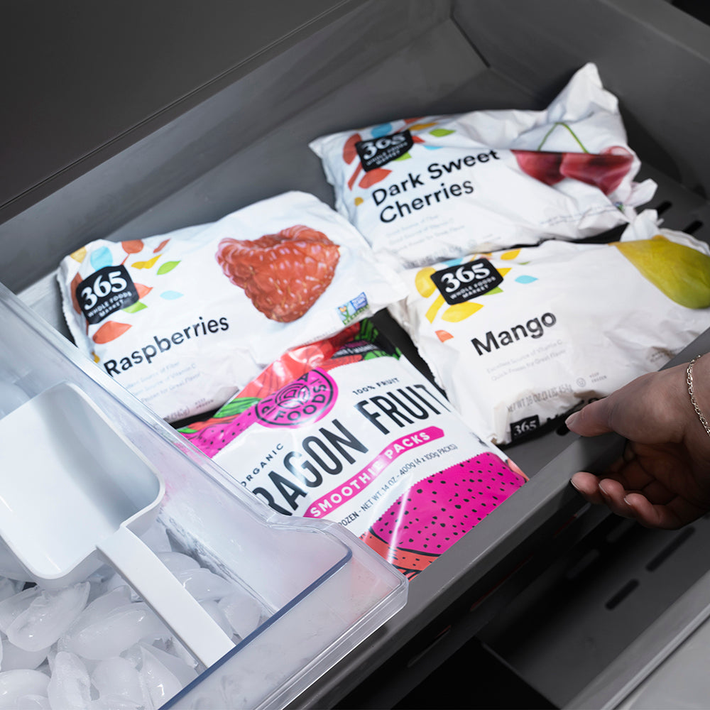 ZLINE Autograph Edition 36 in. 19.6 cu. ft. French Door Built-In Bottom Freezer Refrigerator with Water Dispenser and Ice Maker in Stainless Steel with Stainless Steel Interior and Polished Nickel Helix Handles (SRBIVZ-30436KPN)