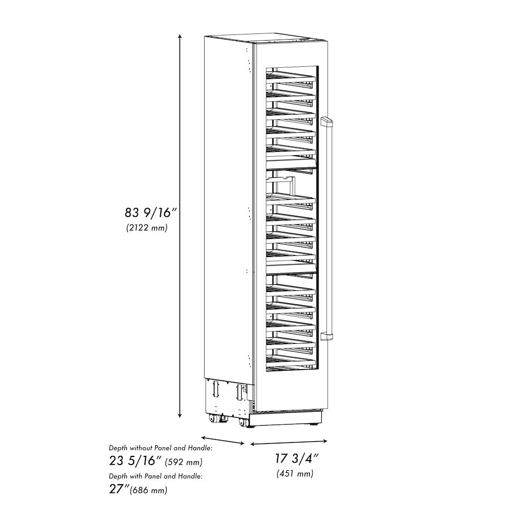 ZLINE 18 in. 9.0 cu. ft. Triple Zone 68 Bottle Left Hinge Column Wine Cooler in White Matte (RCWVL-WM-18)
