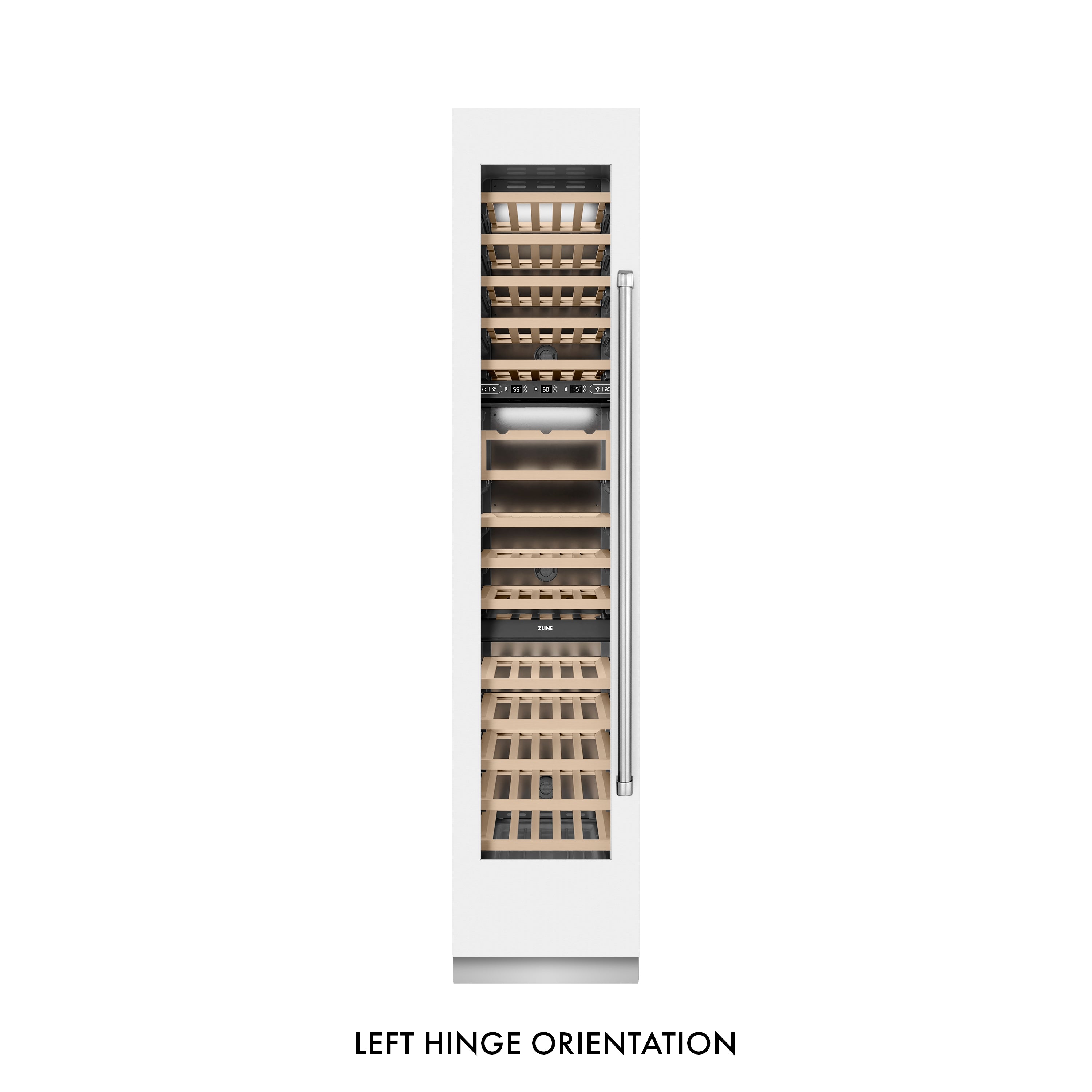 ZLINE 18 in. 9.0 cu. ft. Triple Zone 68 Bottle Left Hinge Column Wine Cooler in White Matte (RCWVL-WM-18)