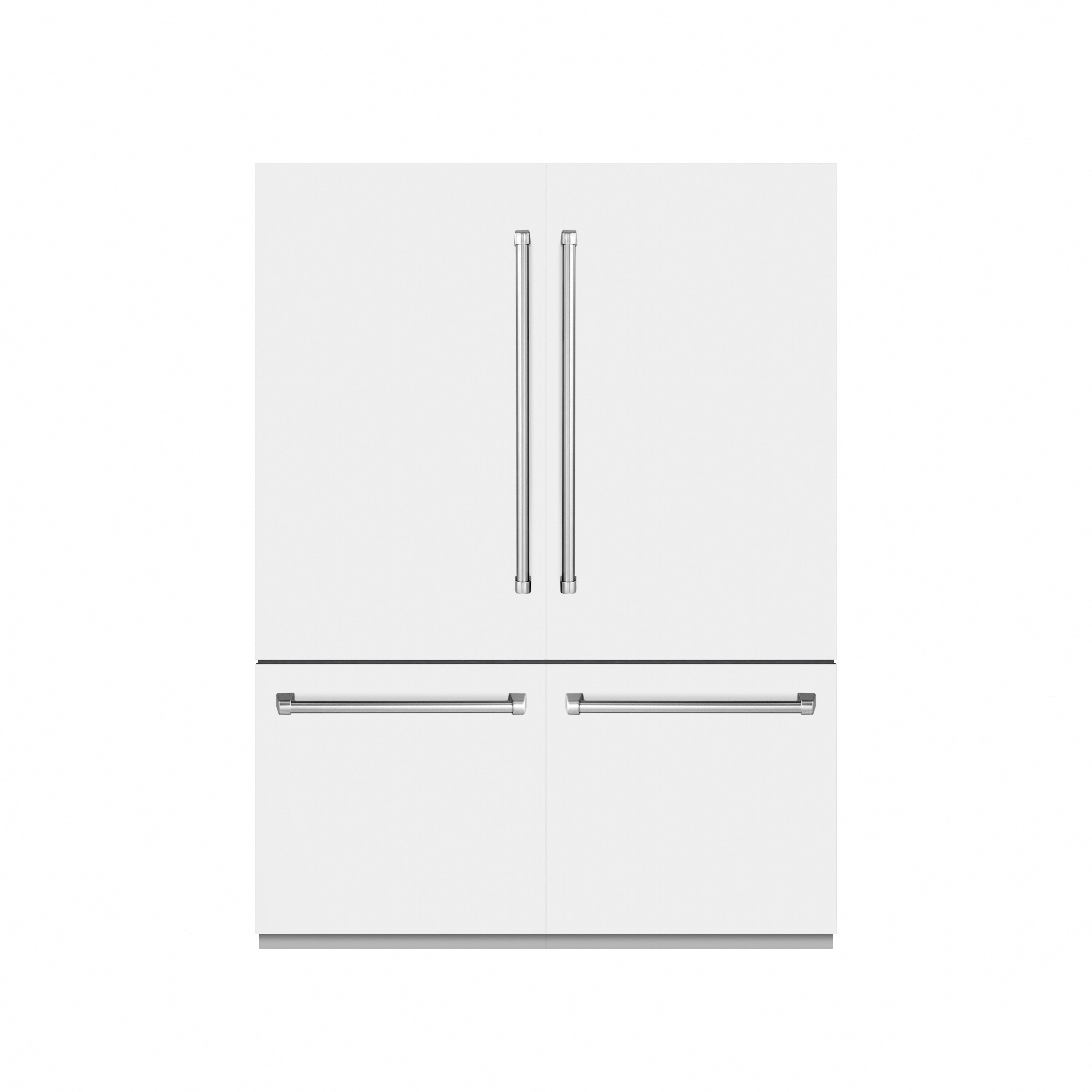 ZLINE 60 in. 32.2 cu. ft. French Door Built-In Bottom Freezer Refrigerator with Water Dispensers and Ice Makers in White Matte with Graphite Gray Interior (GRBIV-WM-60)